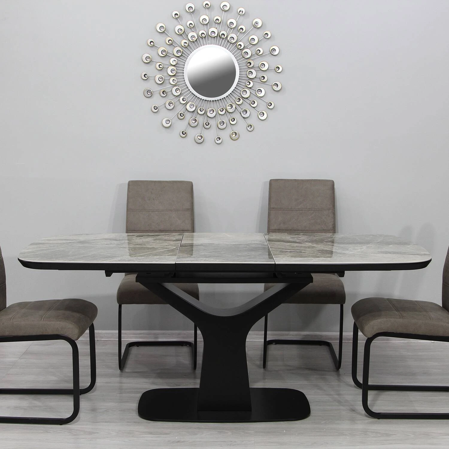 Стіл обідній розкладний T-7083 Utah Ceramic C20 gloss + black 140-180x80x76