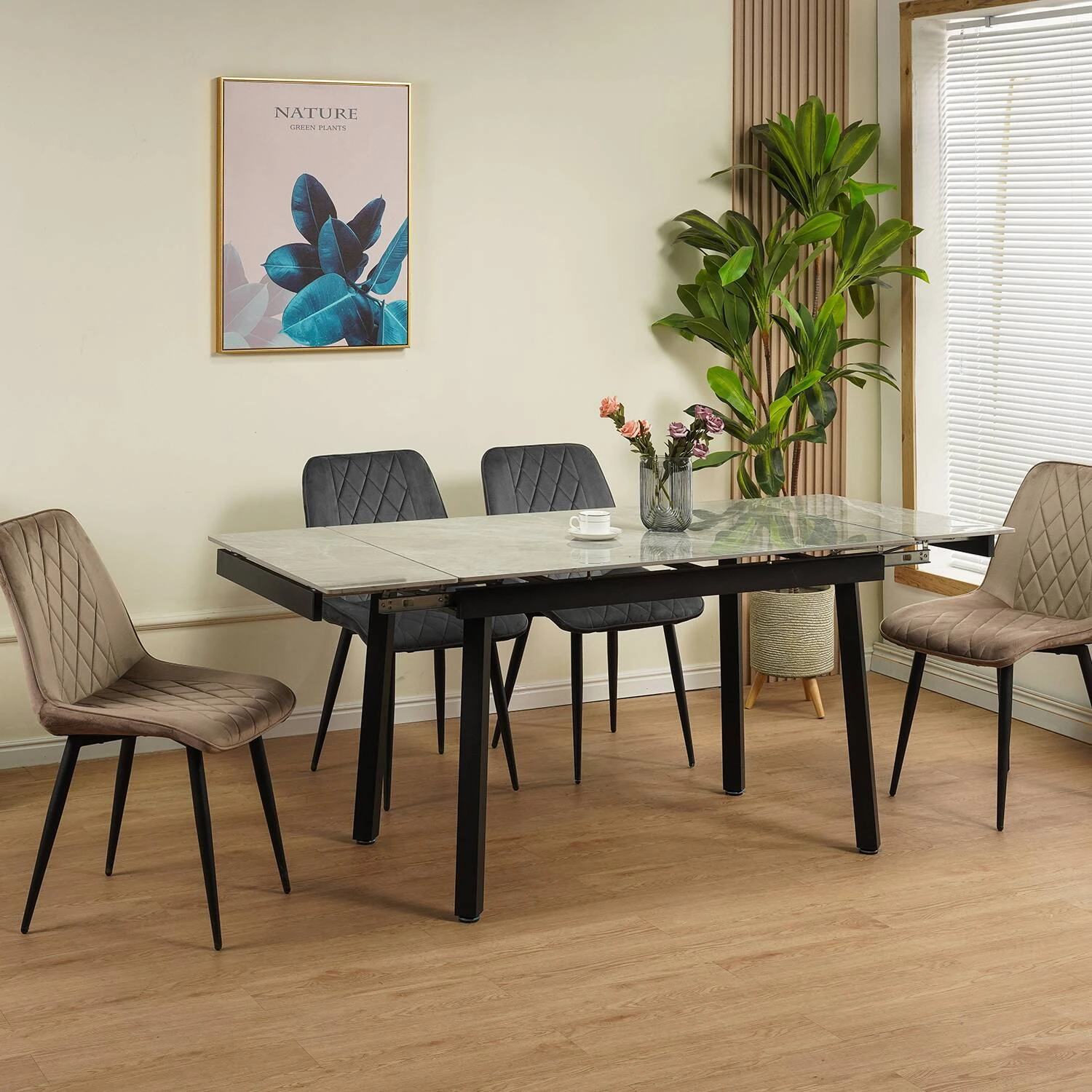 Стіл обідній розкладний DT-2402B Ashwood Ceramic grey gloss 120-180x80x76