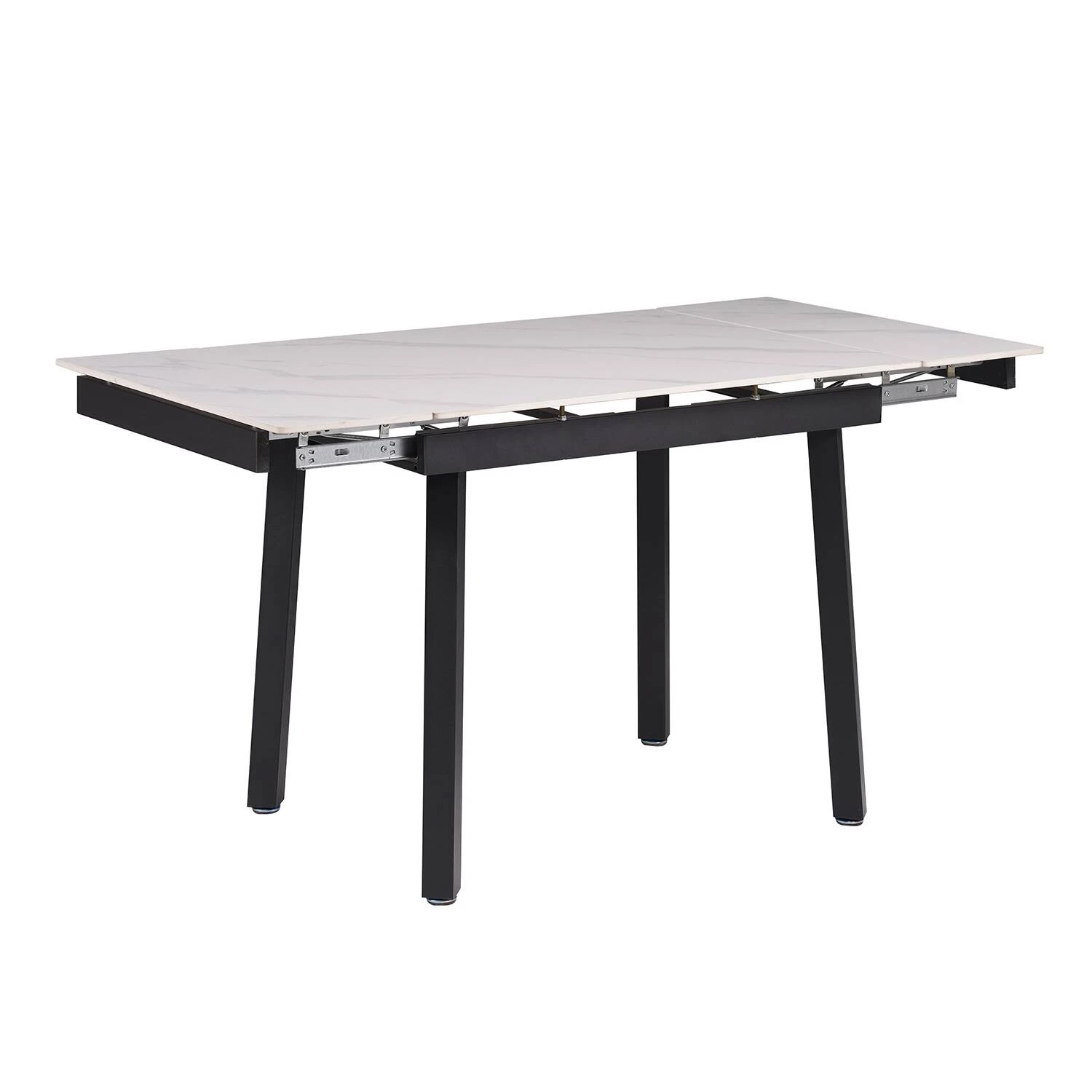 Стіл обідній розкладний DT-2402 Ashwood Ceramic silver white matt 90-140x75x75