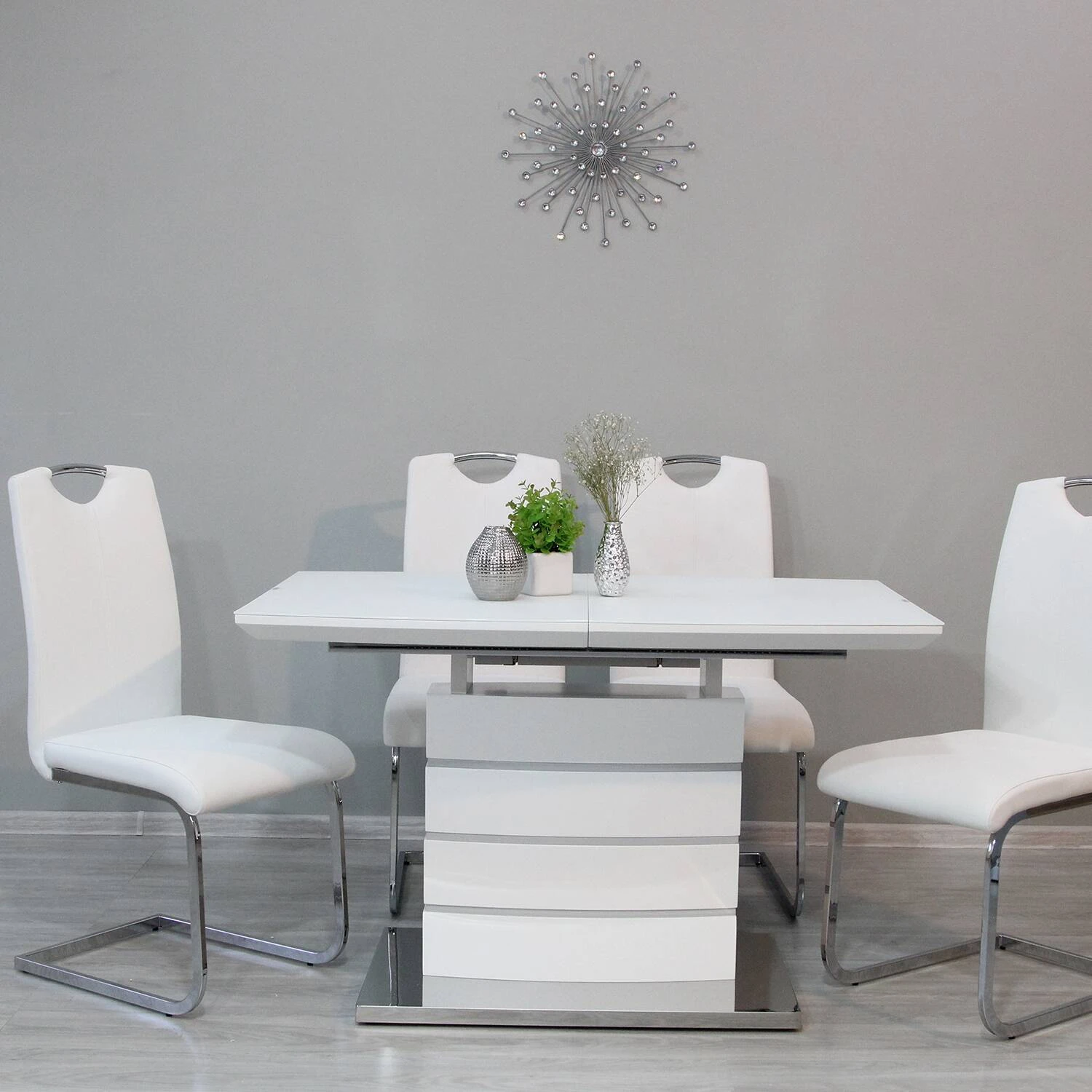 Стіл обідній розкладний DT-9123-1 Houston mini white satin 110-150x70x76