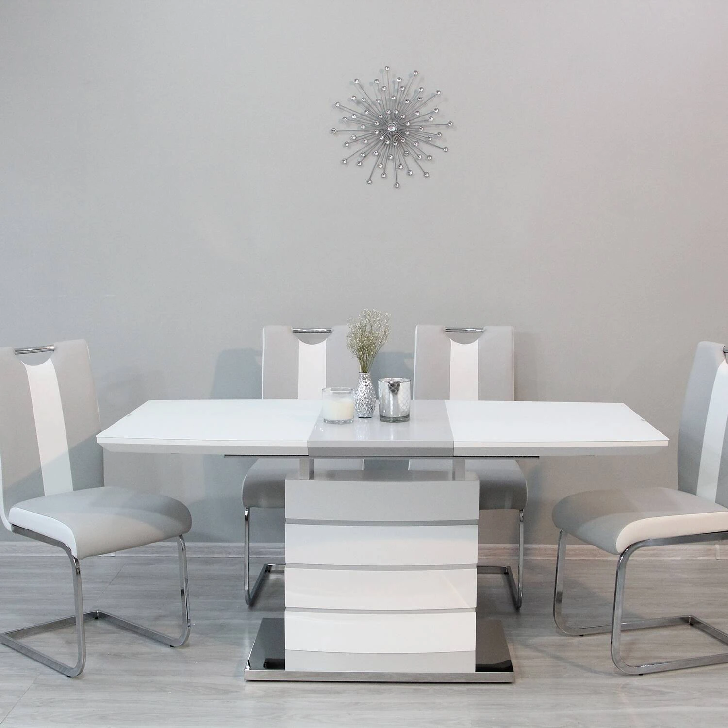 Стіл обідній розкладний DT-9123-1 Houston mini white satin 110-150x70x76