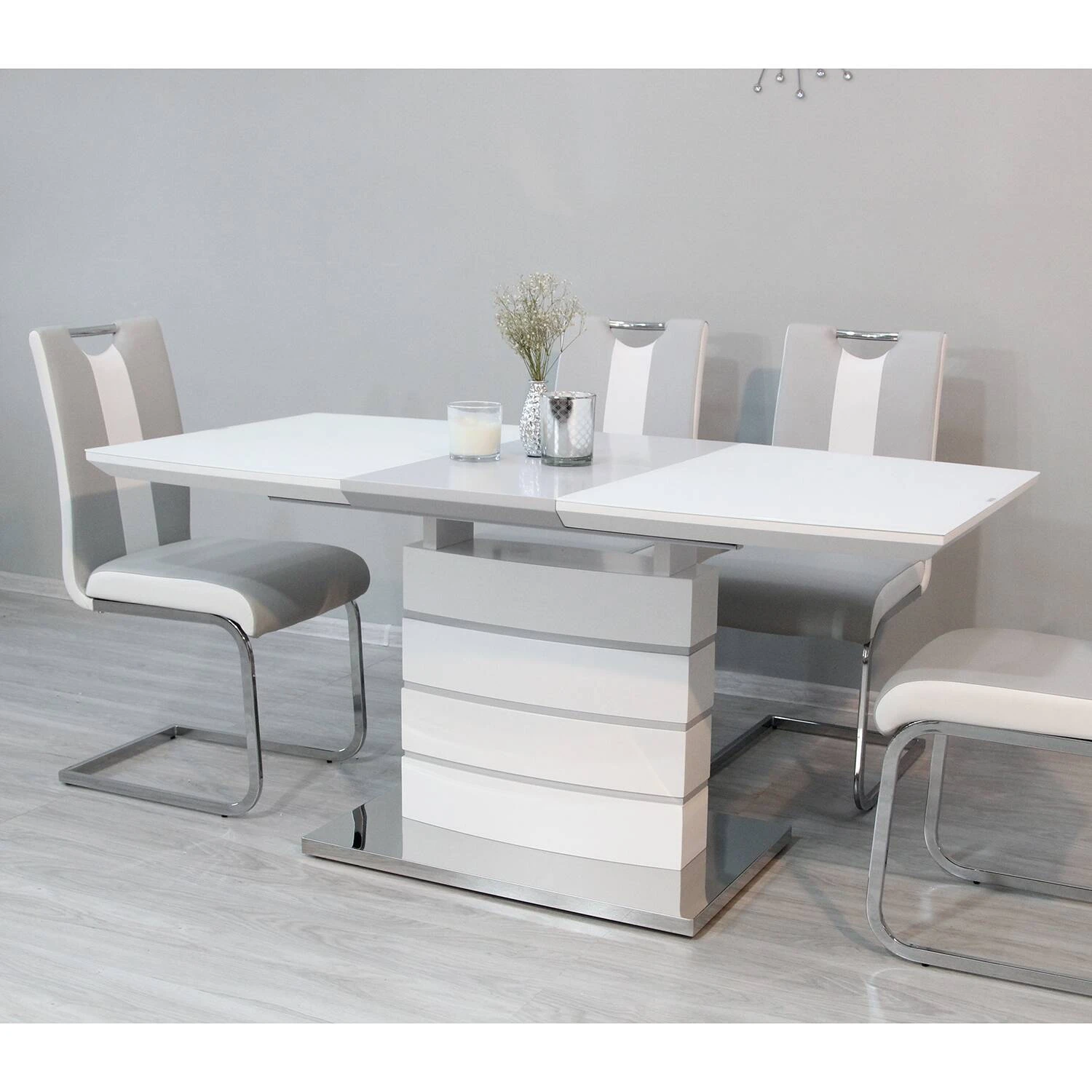 Стіл обідній розкладний DT-9123-1 Houston mini white satin 110-150x70x76
