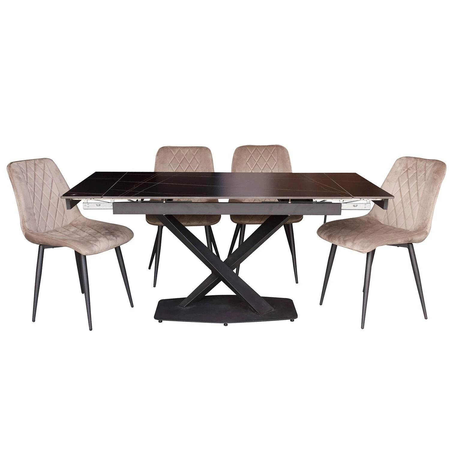 Стіл обідній розкладний DT-2305S Sunrise Ceramic lauren black matt 120-160x80x76