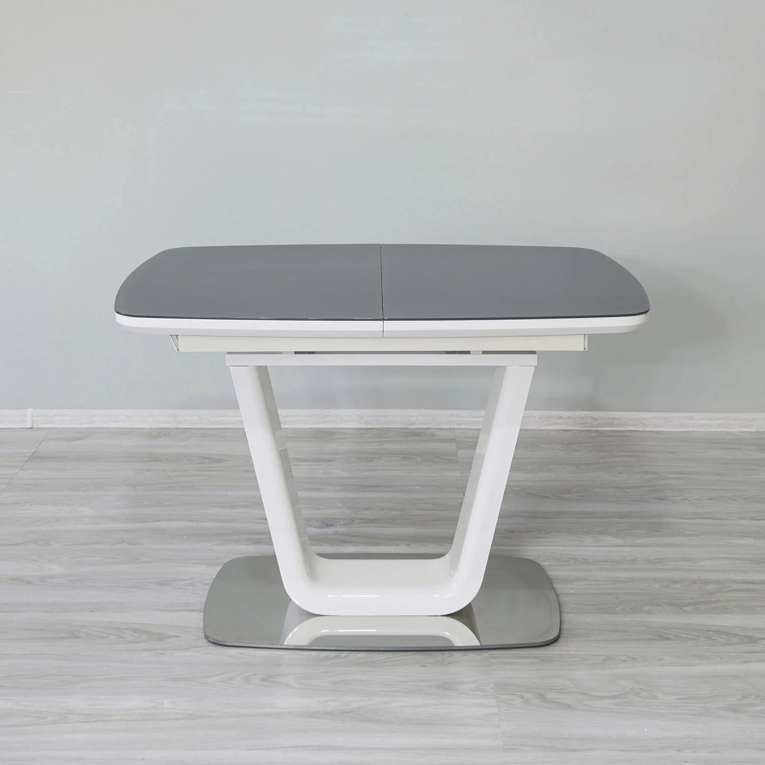 Стіл обідній розкладний DT-9923 Belardo grey/white gloss 110-140x80x76