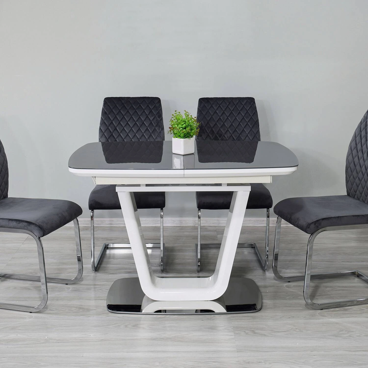 Стіл обідній розкладний DT-9923 Belardo grey/white gloss 110-140x80x76