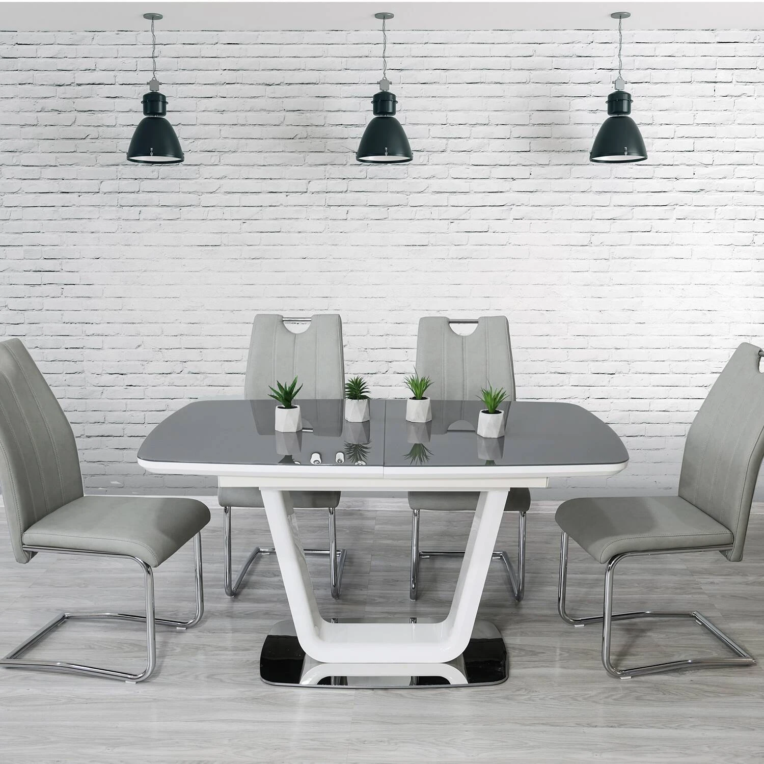 Стіл обідній розкладний DT-9923 Belardo grey/white gloss 140-180x90x76