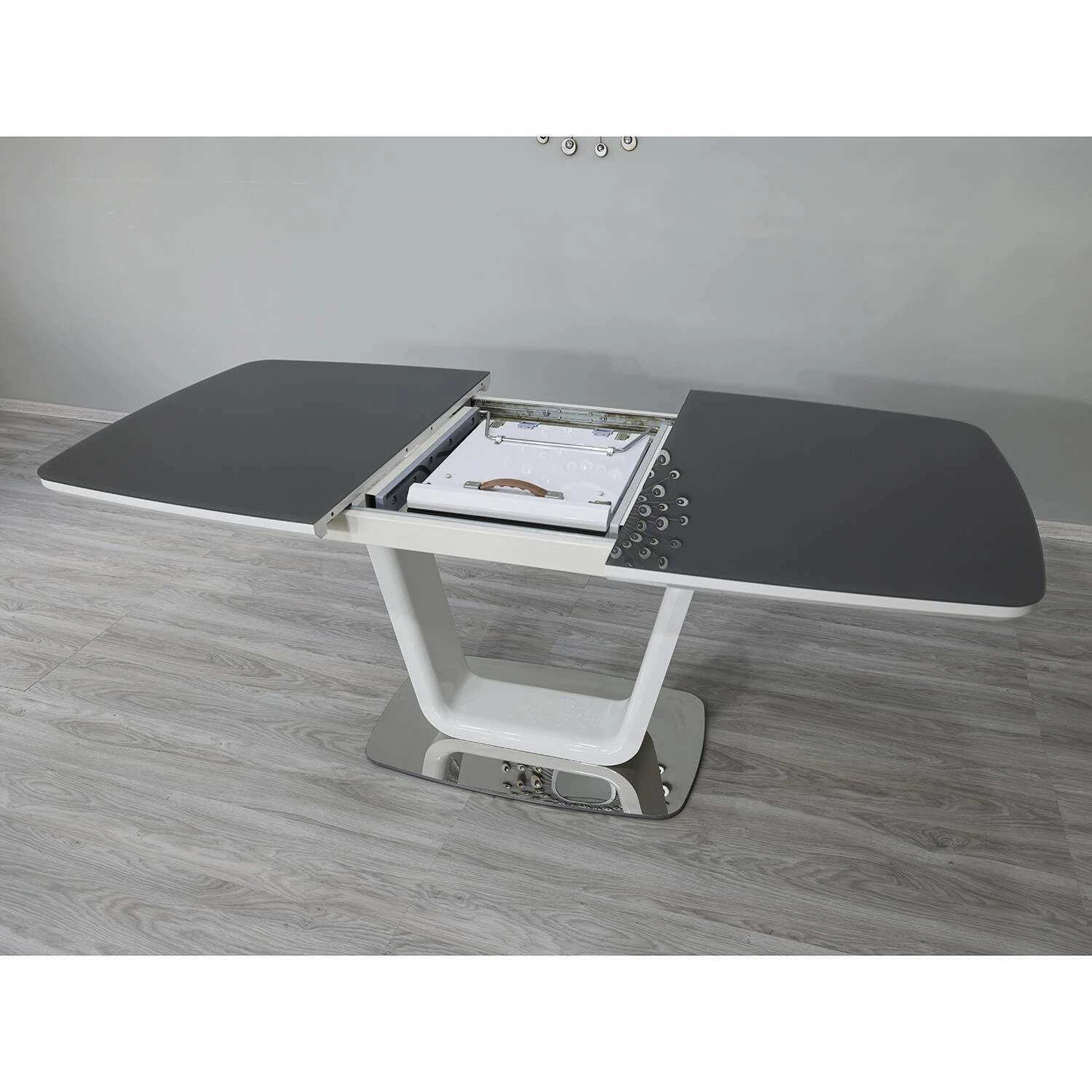 Стіл обідній розкладний DT-9923 Belardo grey/white gloss 140-180x90x76