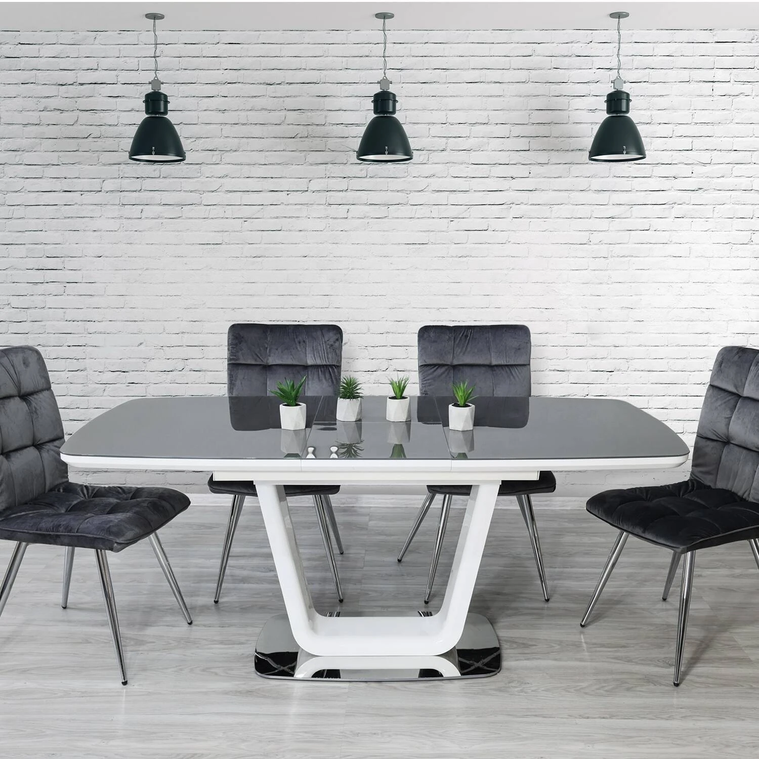 Стіл обідній розкладний DT-9923 Belardo grey/white gloss 140-180x90x76