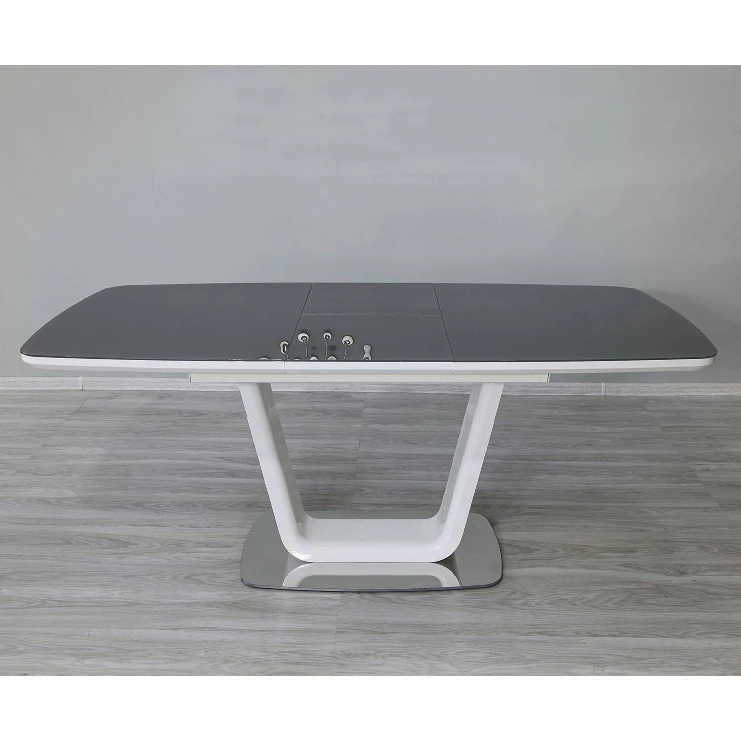 Стіл обідній розкладний DT-9923 Belardo grey/white gloss 140-180x90x76