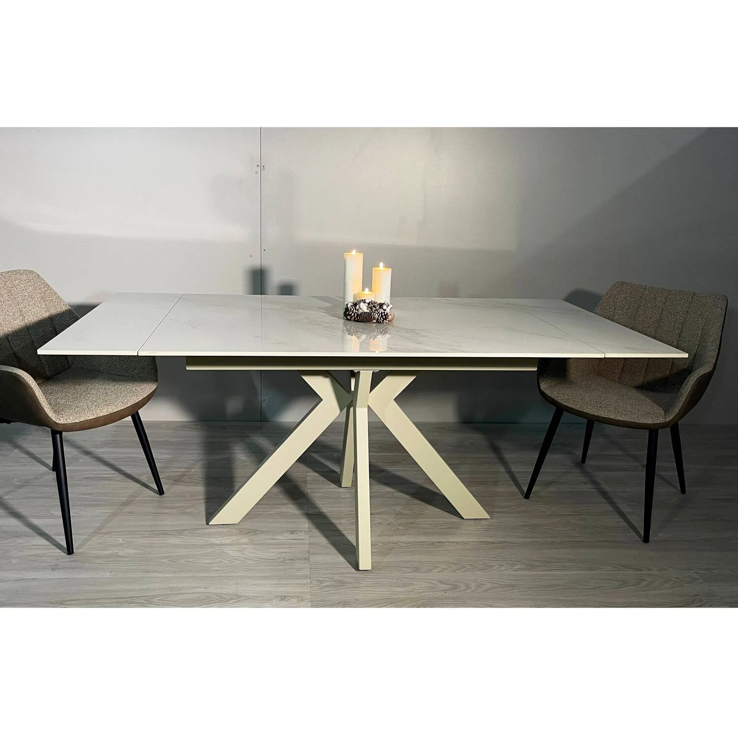 Стіл обідній розкладний T-7554C-1318 Margit Ceramic Platinum gloss 130-180x90x76