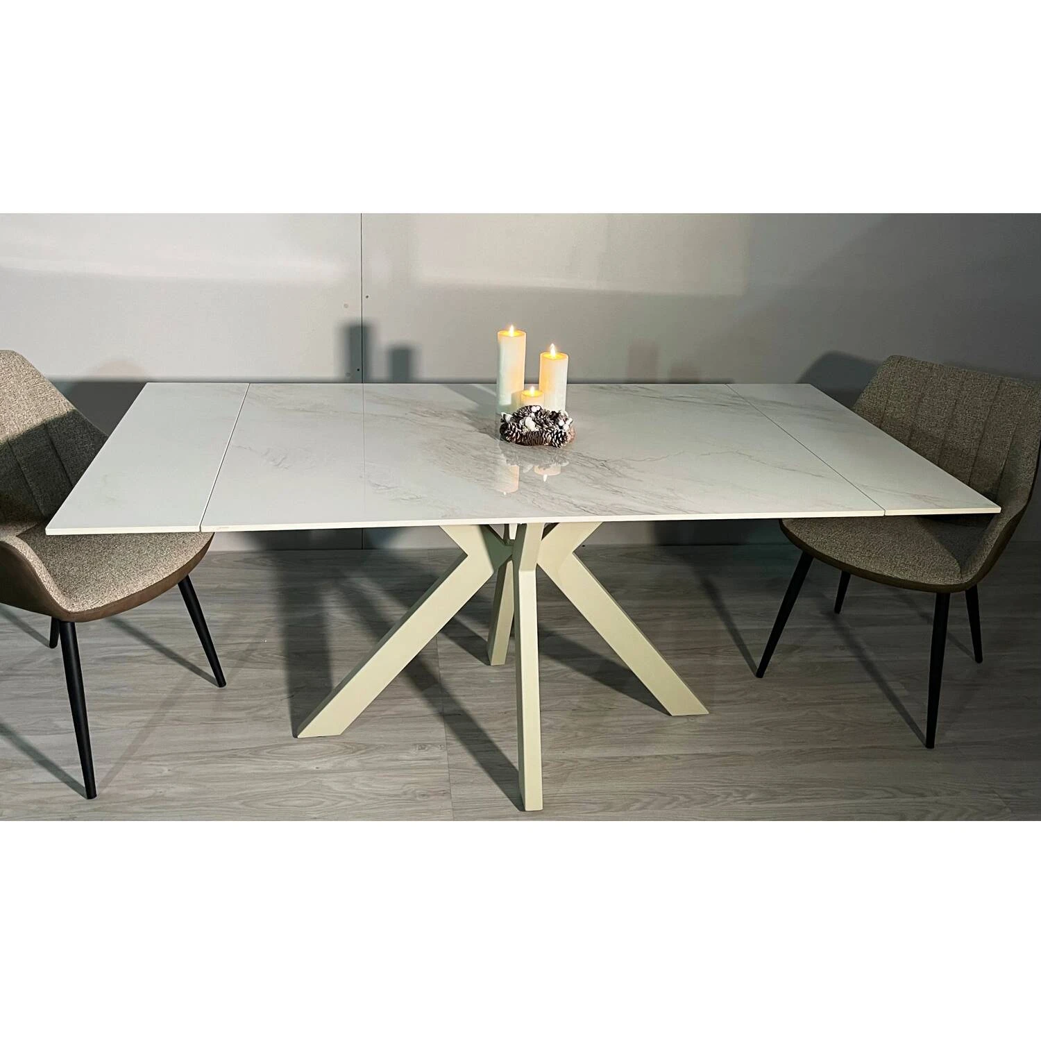 Стіл обідній розкладний T-7554C-1318 Margit Ceramic Platinum gloss 130-180x90x76