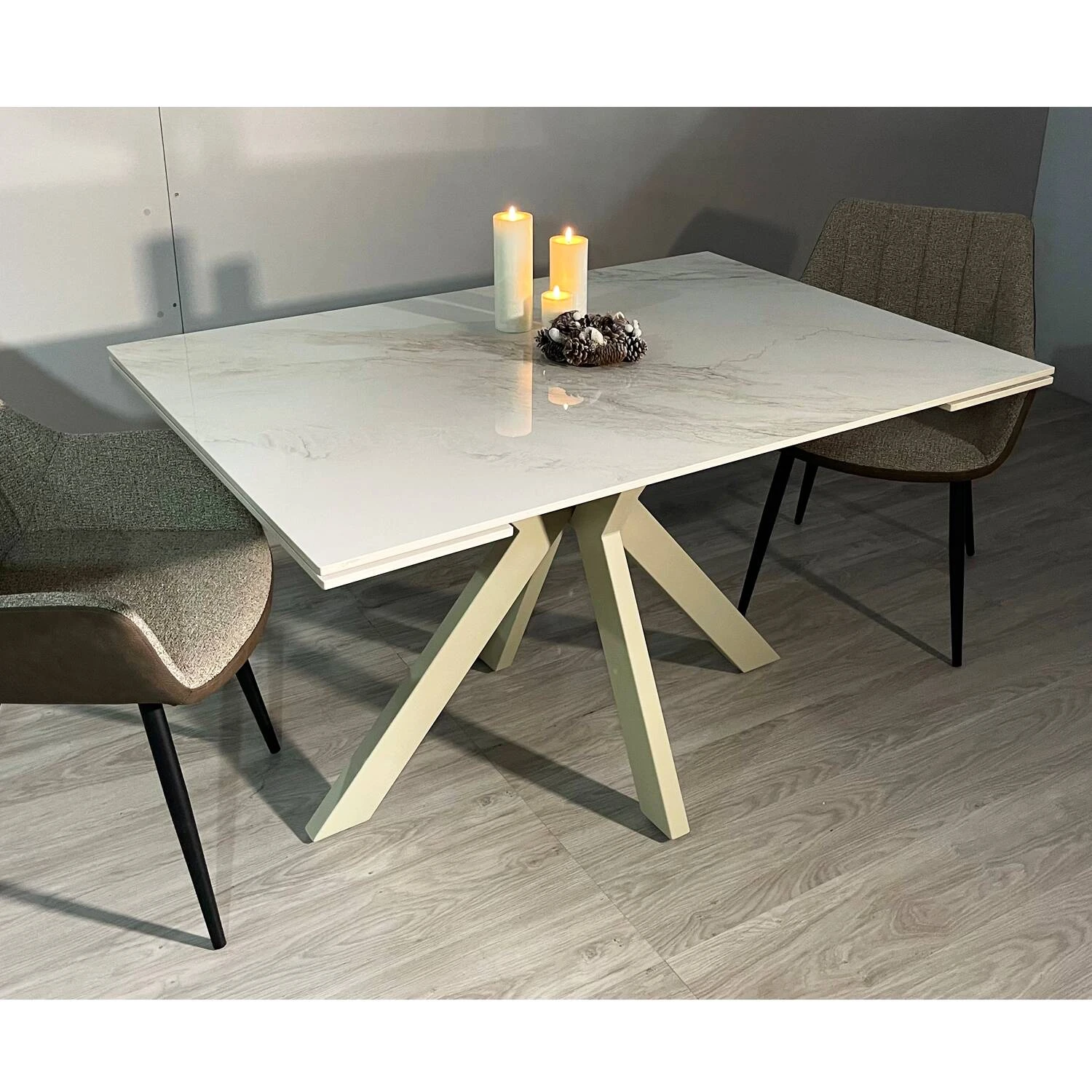 Стіл обідній розкладний T-7554C-1318 Margit Ceramic Platinum gloss 130-180x90x76