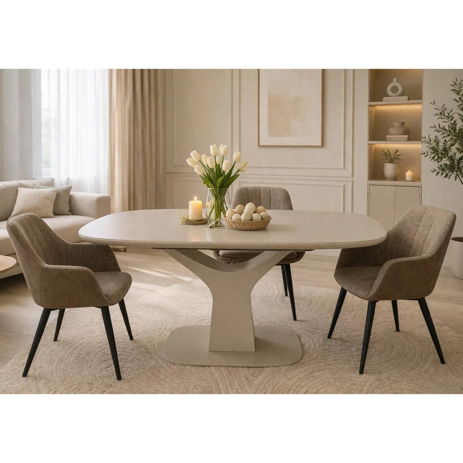 Стіл обідній розкладний T-7083 Utah beige matt BS34+Y04 120-160x80x76