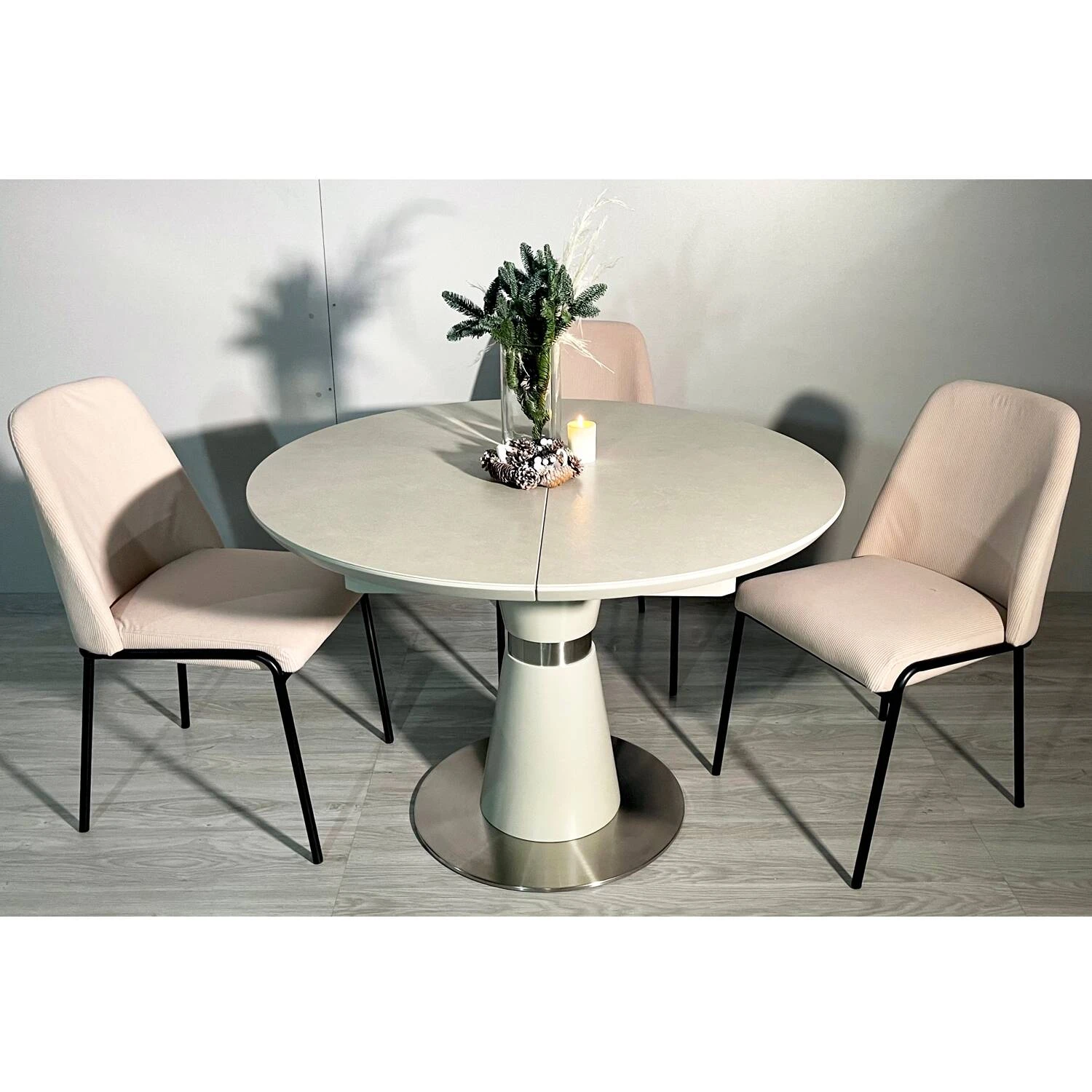 Стіл обідній розкладний T-7257 Cuba Ceramic Arena beige matt 110-140x110x76