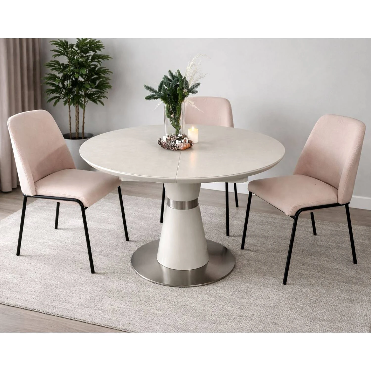 Стіл обідній розкладний T-7257 Cuba Ceramic Arena beige matt 110-140x110x76