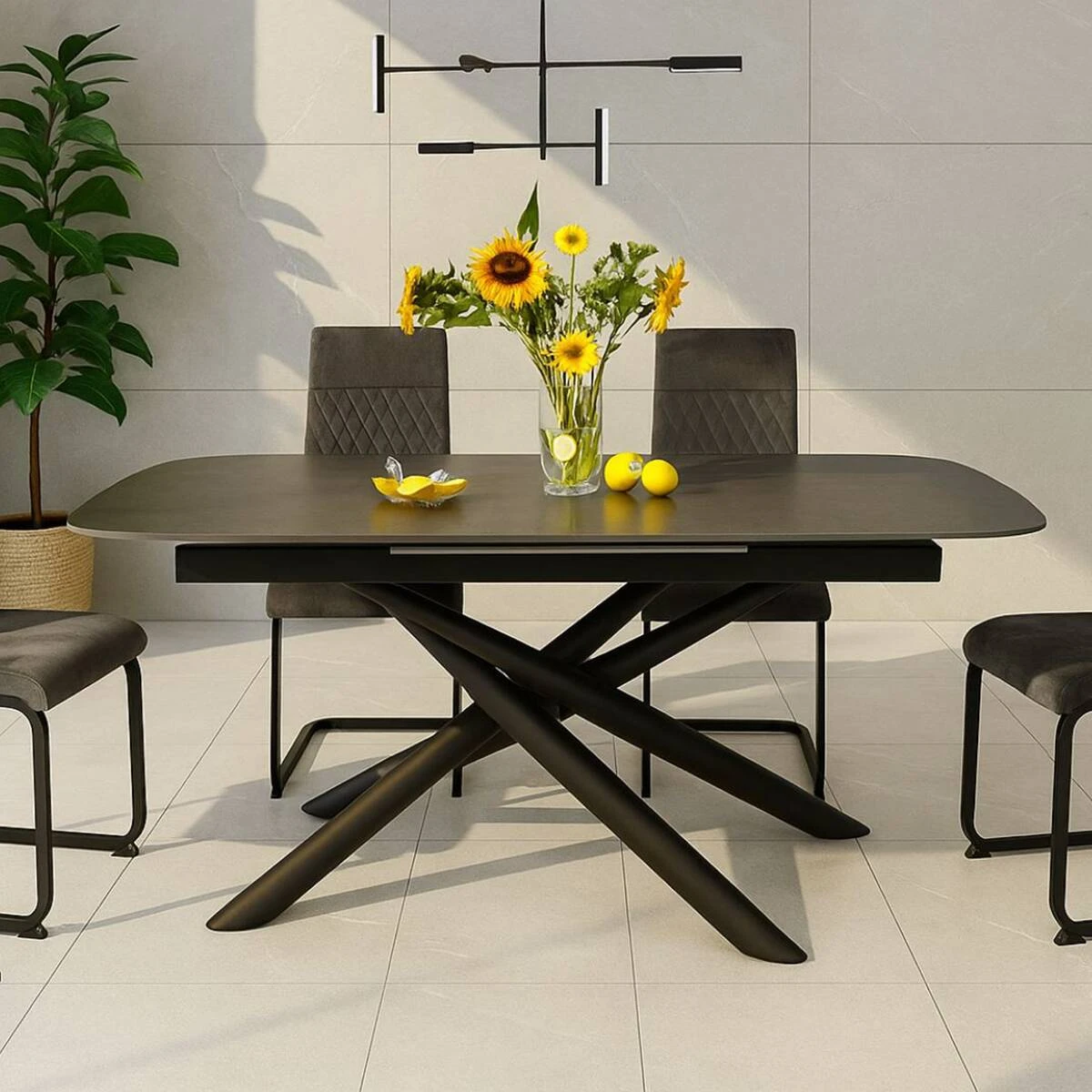 Стіл обідній розкладний T7091A Copenhagen Ceramic massa grey matt 180-240x90x76