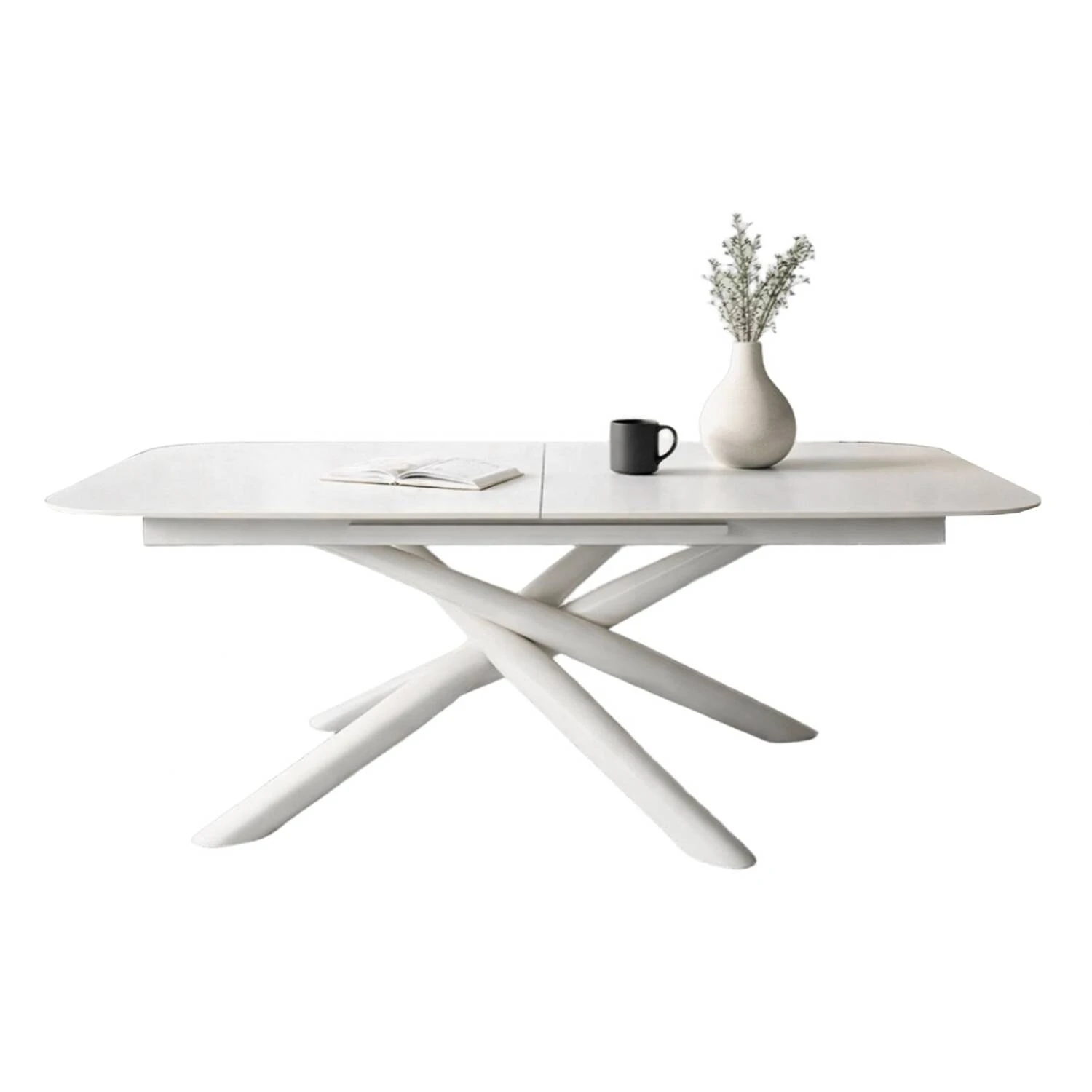 Стіл обідній розкладний T7091A Copenhagen Ceramic Nordland white matt 180-240x90x76