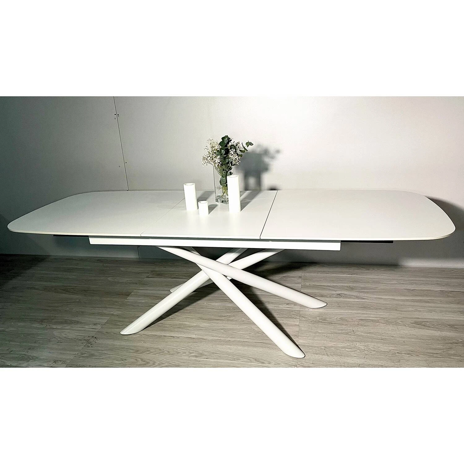 Стіл обідній розкладний T7091A Copenhagen Ceramic Nordland white matt 180-240x90x76