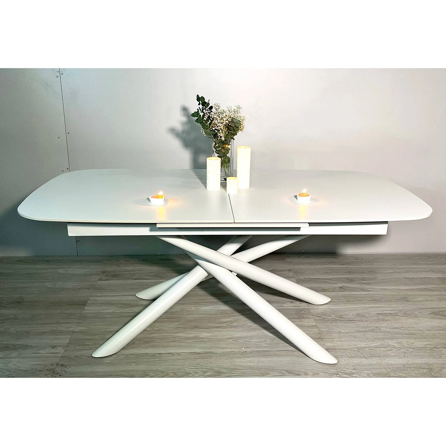 Стіл обідній розкладний T7091A Copenhagen Ceramic Nordland white matt 180-240x90x76