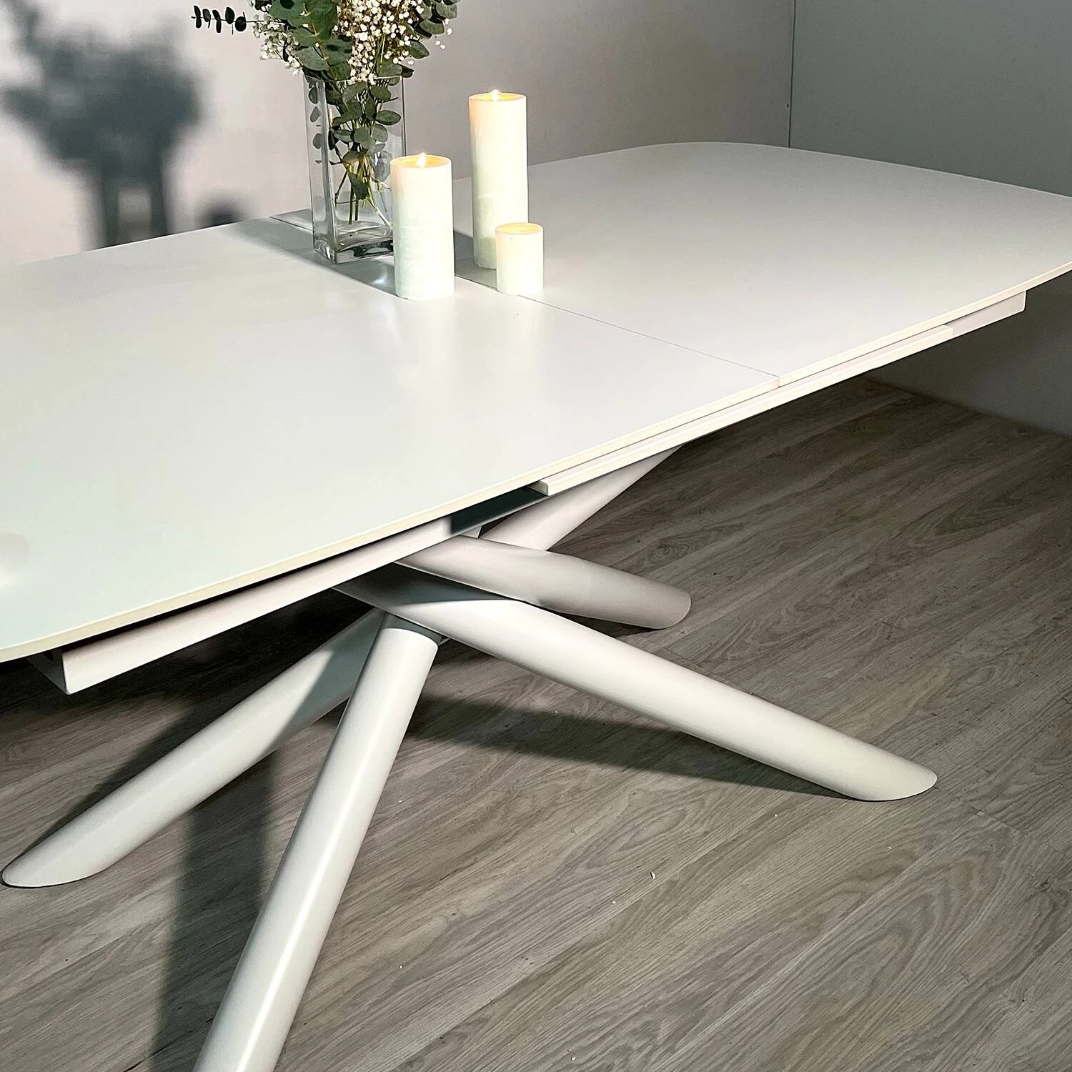 Стіл обідній розкладний T7091A Copenhagen Ceramic Nordland white matt 180-240x90x76