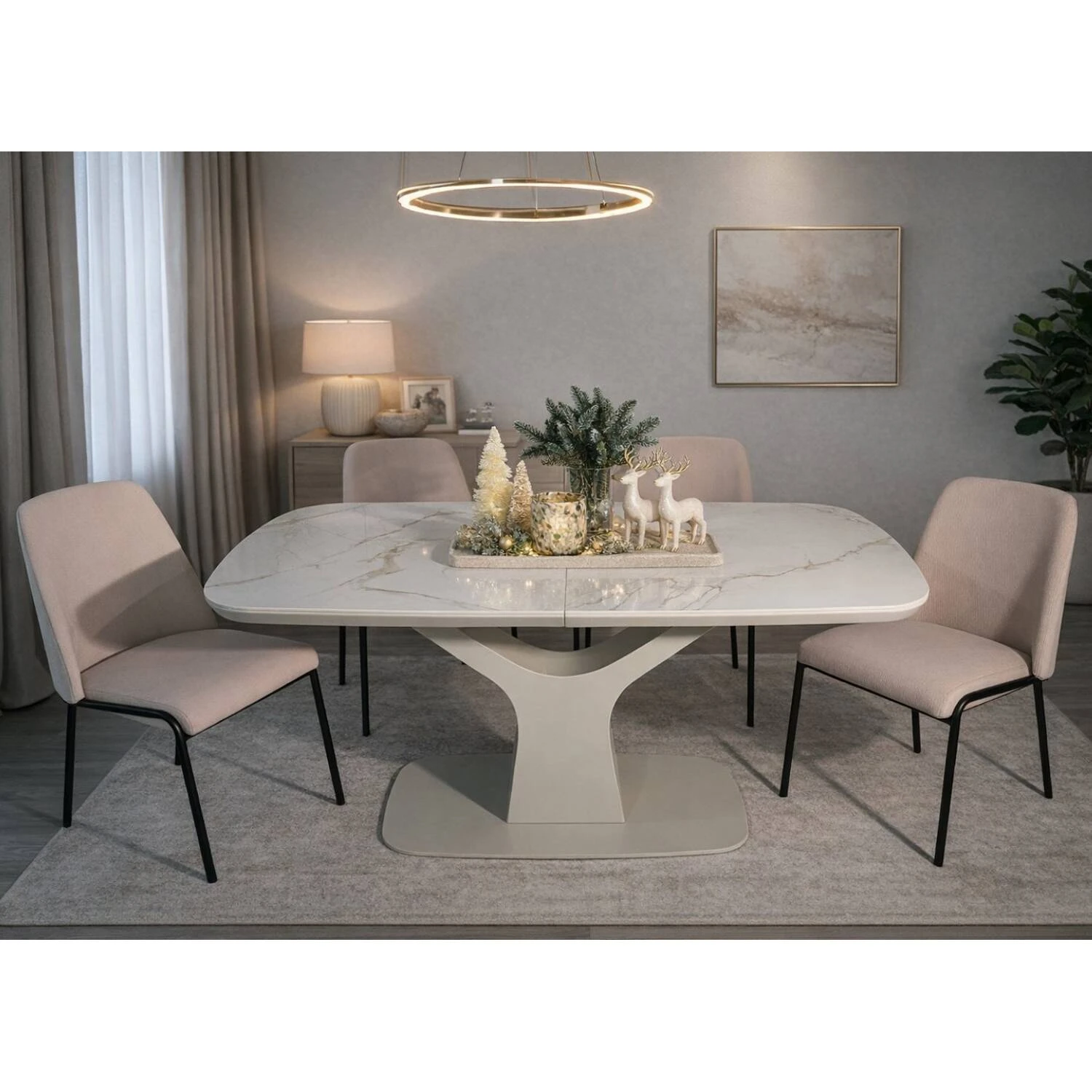 Стіл обідній розкладний Т-7083 Utah Ceramic Sainajin gloss 140-180x80x76