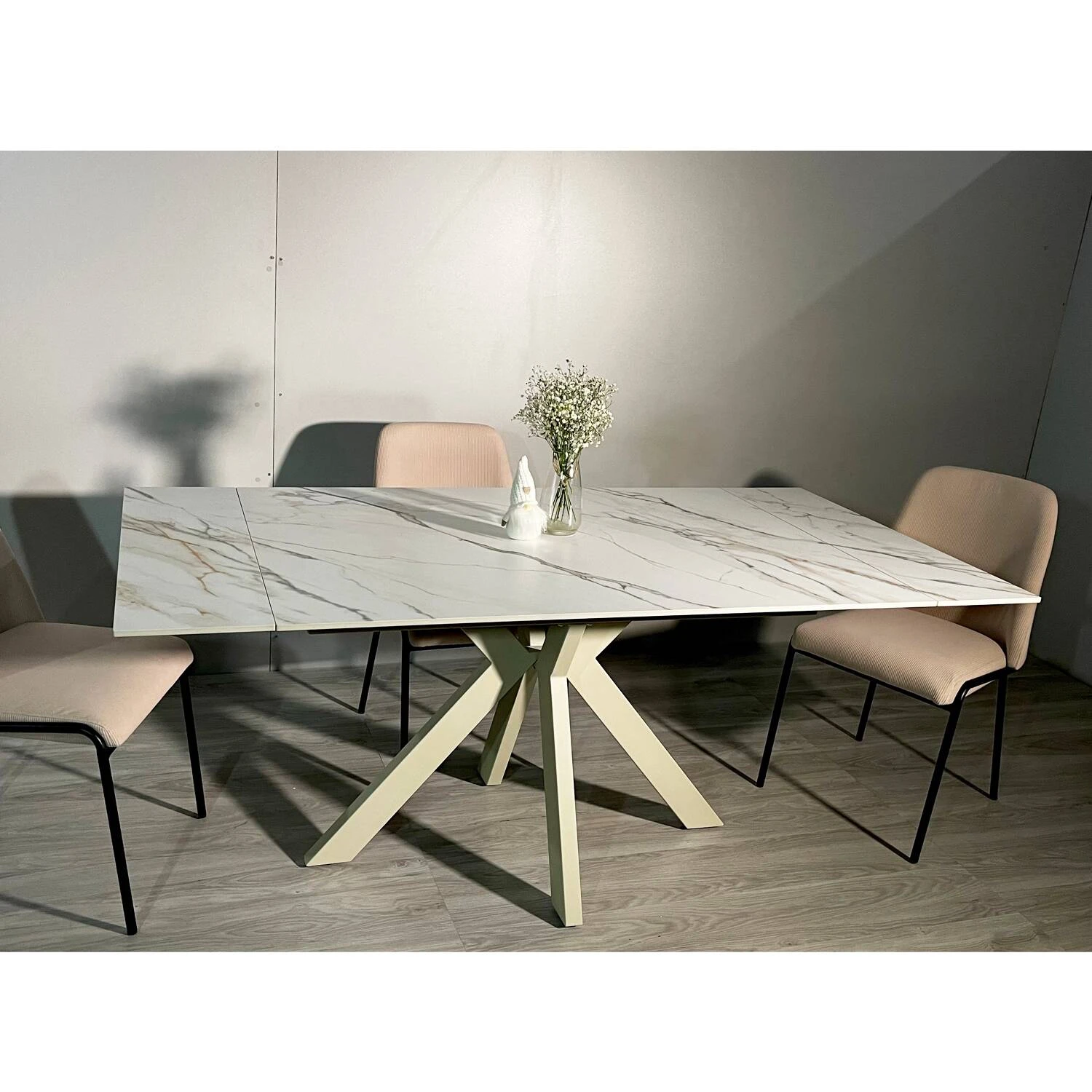 Стіл обідній розкладний T-7554C-1318 Margit Ceramic Inor Liujin white matt 130-180x90x76