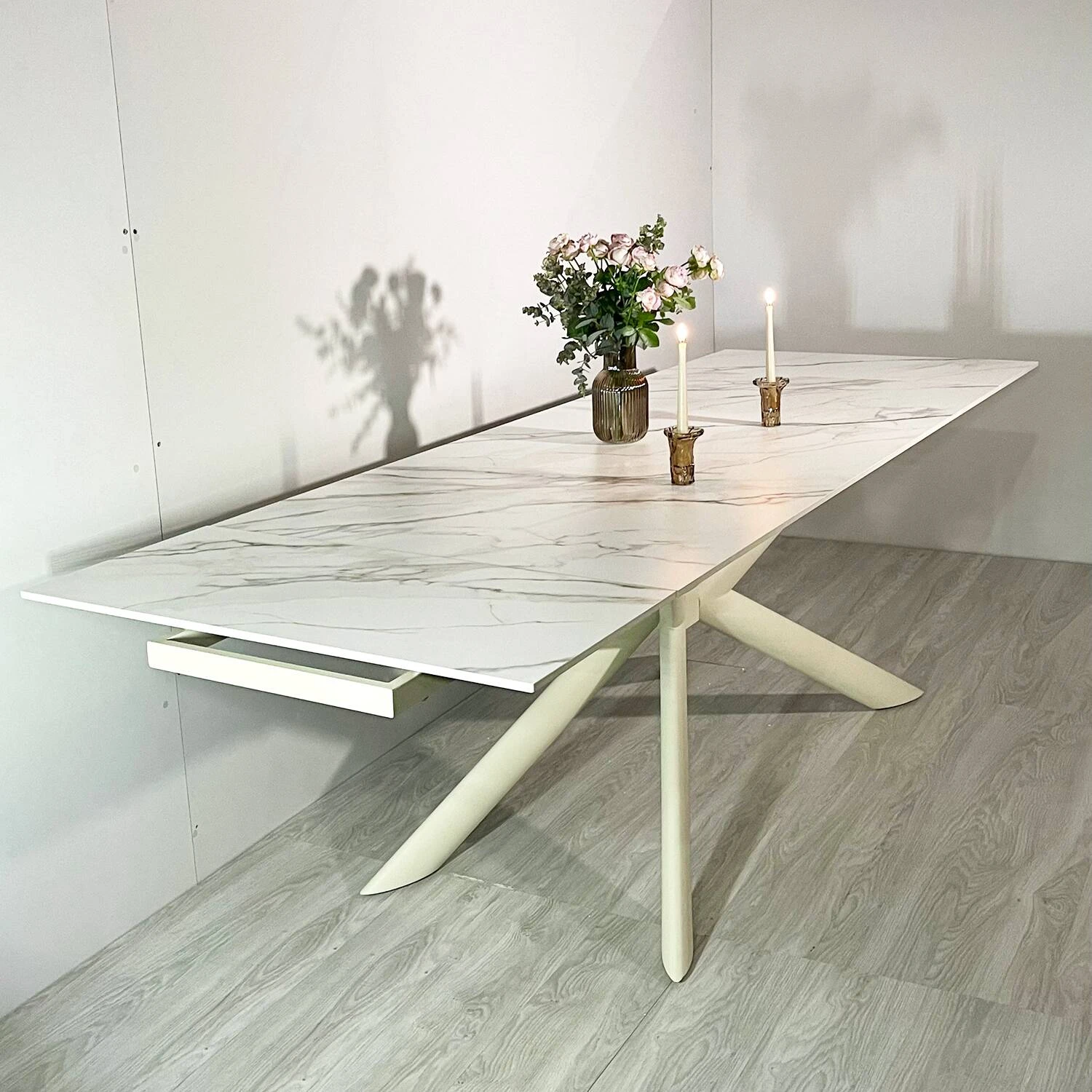 Стіл обідній розкладний T7094C-1826 Vitoria Ceramic Liujin beige matt 180-260x90x76