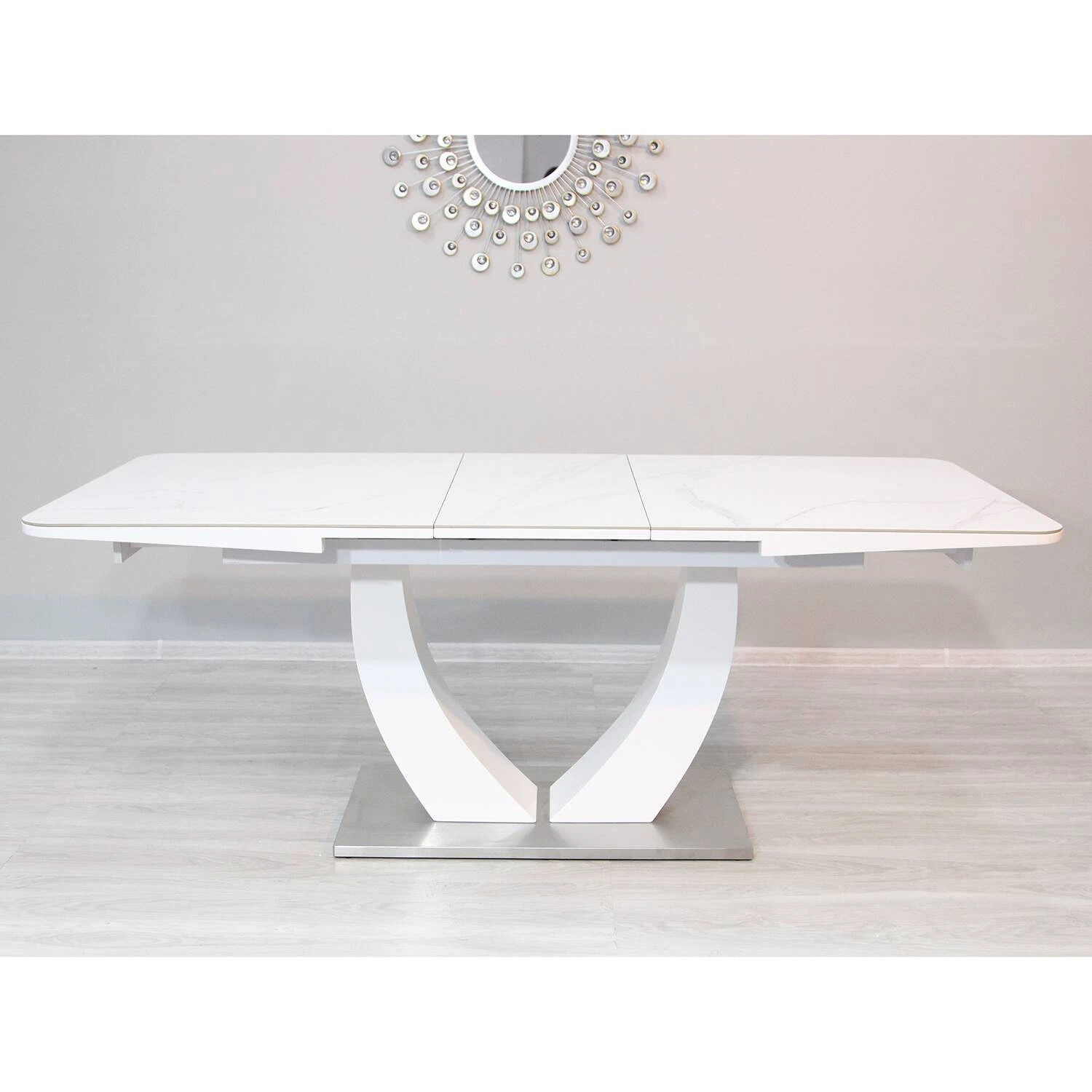 Стіл обідній розкладний T-904 Concord Ceramic Bently White Gloss 160-200x90x76