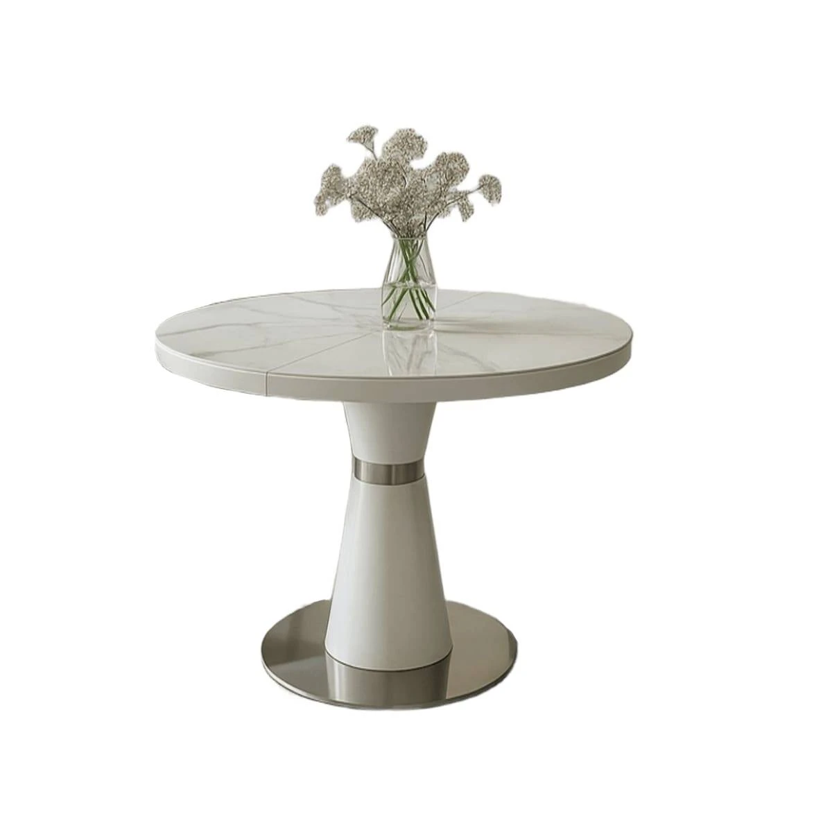 Стіл обідній розкладний T7257 Cuba Ceramic luka white (Y01) 110-140x110x76