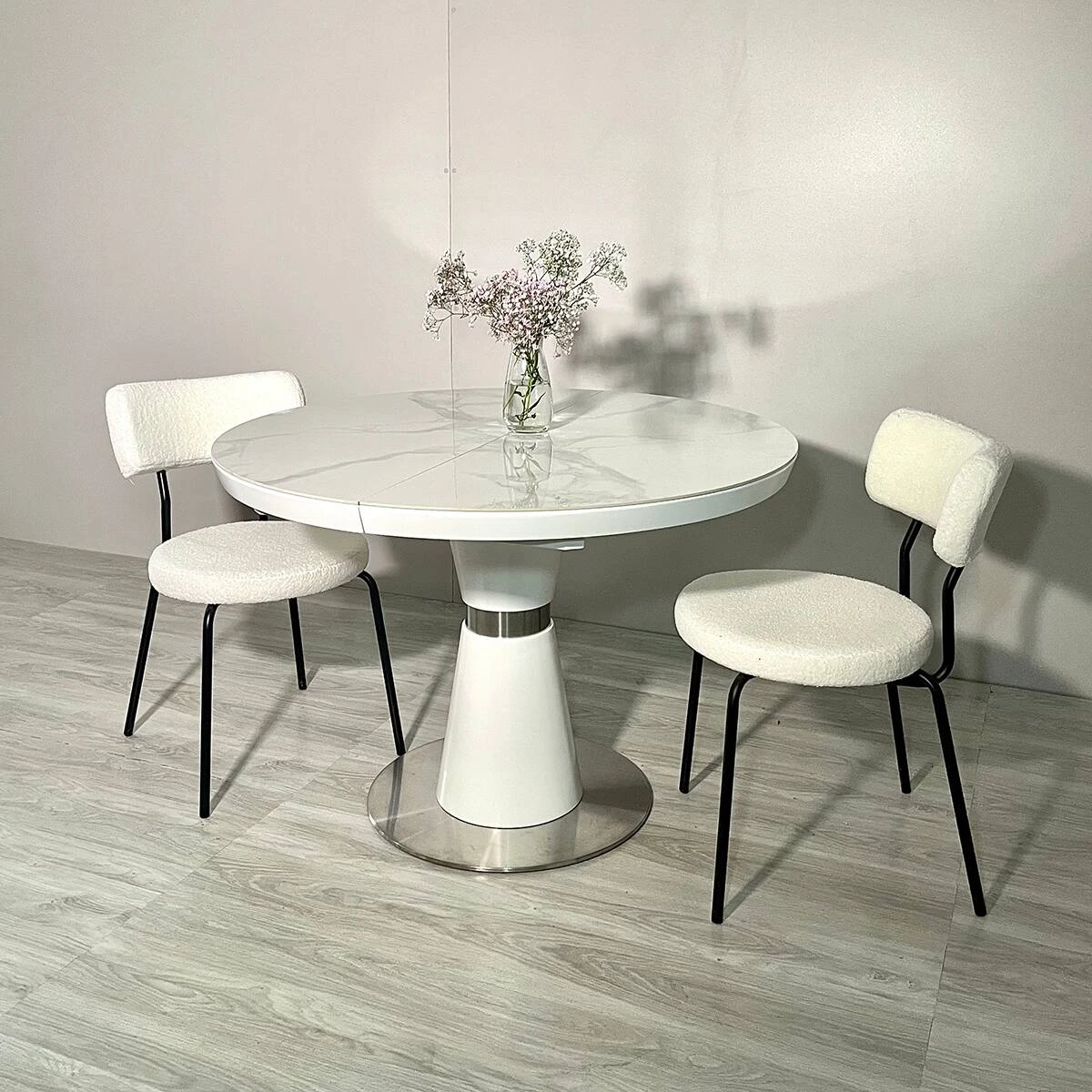 Стіл обідній розкладний T7257 Cuba Ceramic luka white (Y01) 110-140x110x76