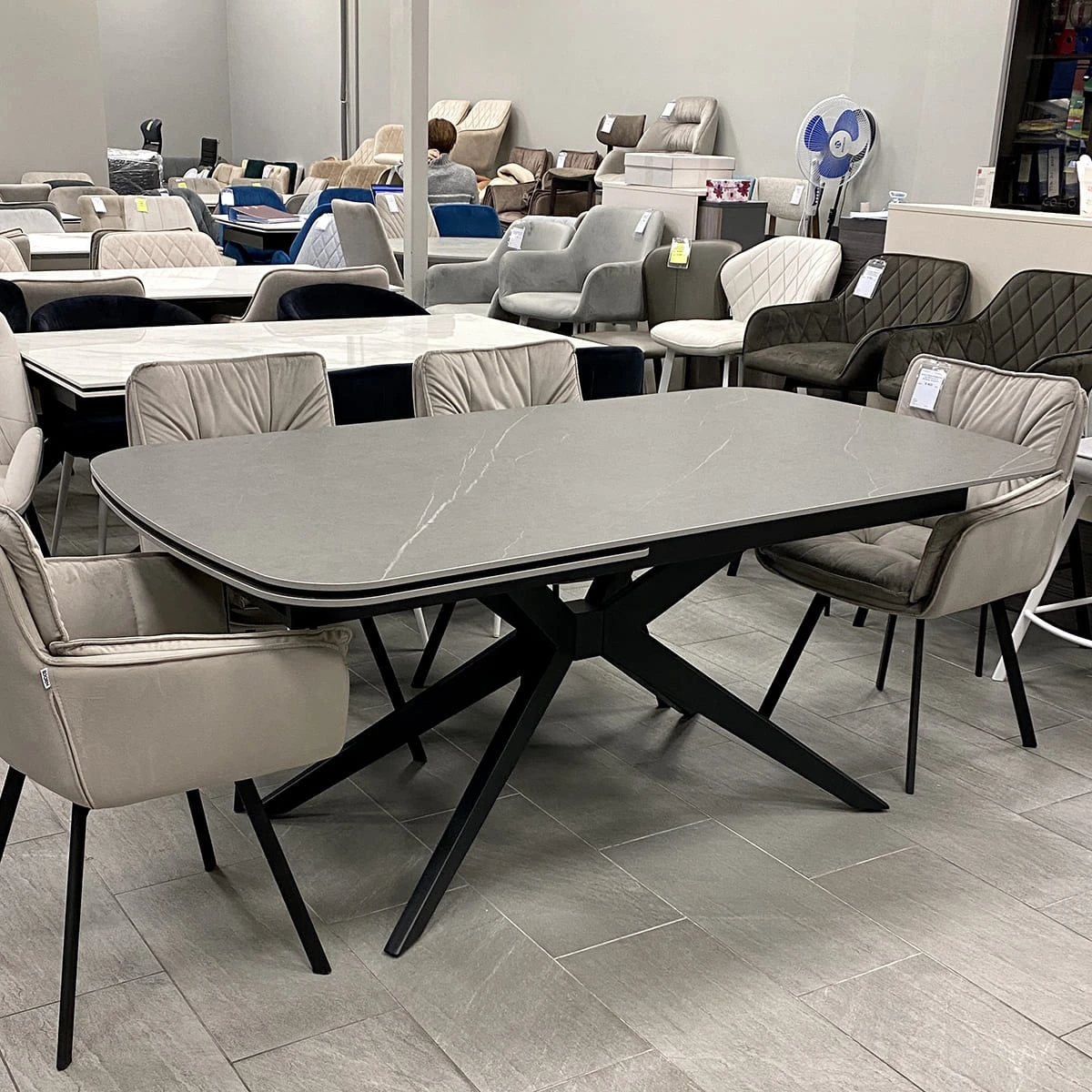 Стіл обідній розкладний T7548-1824 Lisbon Ceramic bulgaria dark grey matt 180-240x90x76