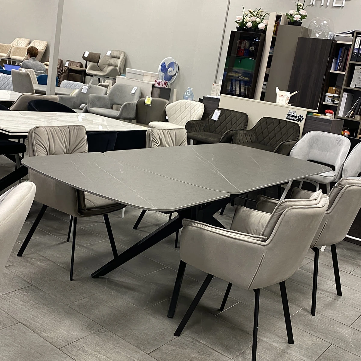 Стіл обідній розкладний T7548-1824 Lisbon Ceramic bulgaria dark grey matt 180-240x90x76