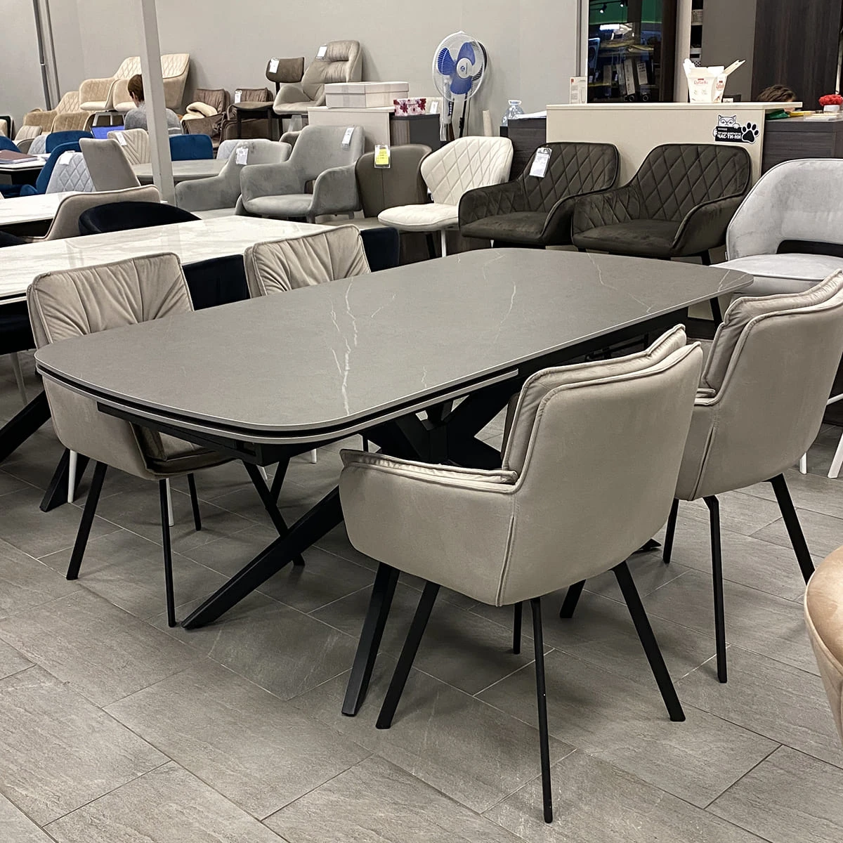 Стіл обідній розкладний T7548-1824 Lisbon Ceramic bulgaria dark grey matt 180-240x90x76