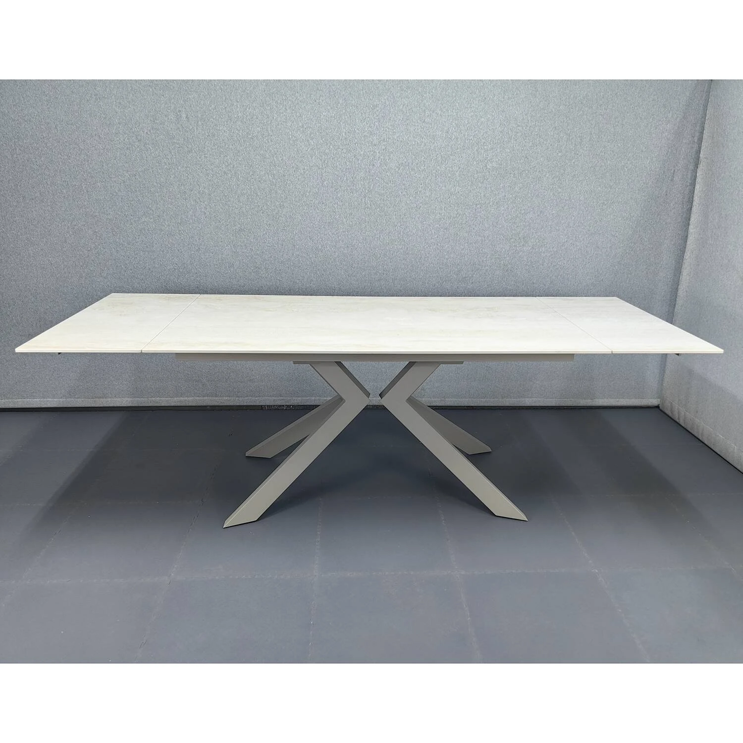 Стіл обідній розкладний Монако травертин матовий/ноги тауп 160-240x90x75 (кераміка+метал)