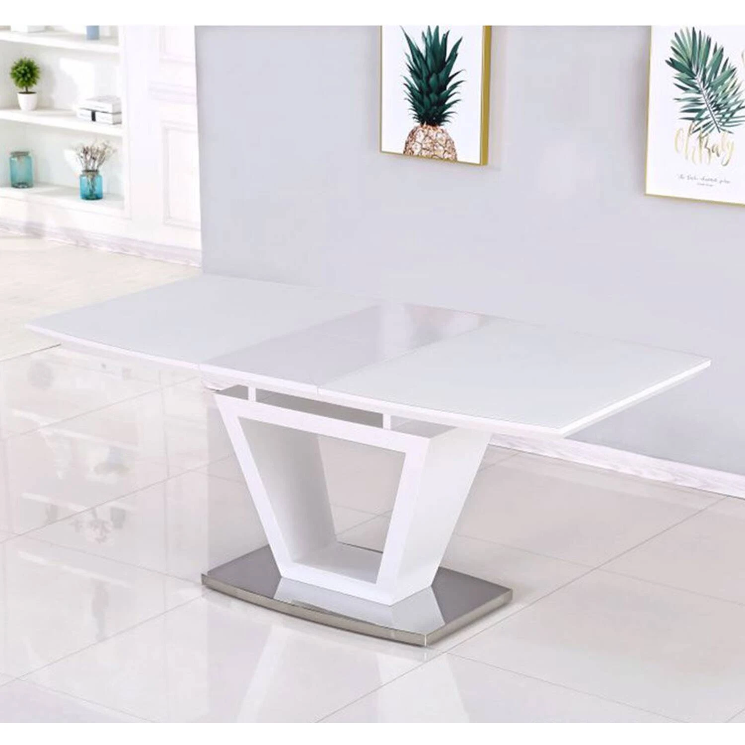 Стіл обідній розкладний DT-9801 Seattle white satin 140-180x90x76