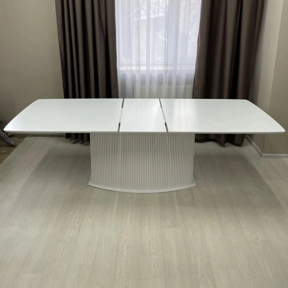 Стіл обідній прямокутний розкладний Starwood B-Wood Shark 120-160 см HPL Arpa 0028 Erre білий