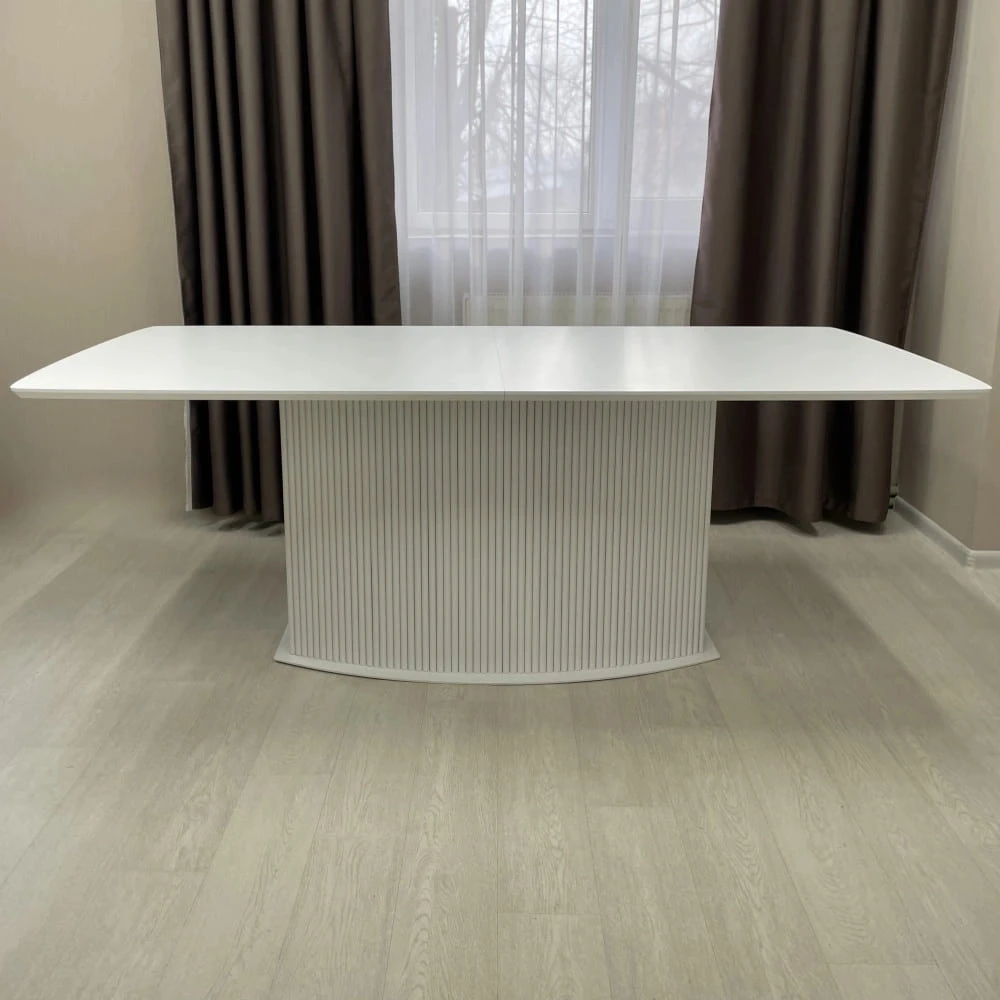 Стіл обідній прямокутний розкладний Starwood B-Wood Shark 120-160 см HPL Arpa 0028 Erre білий
