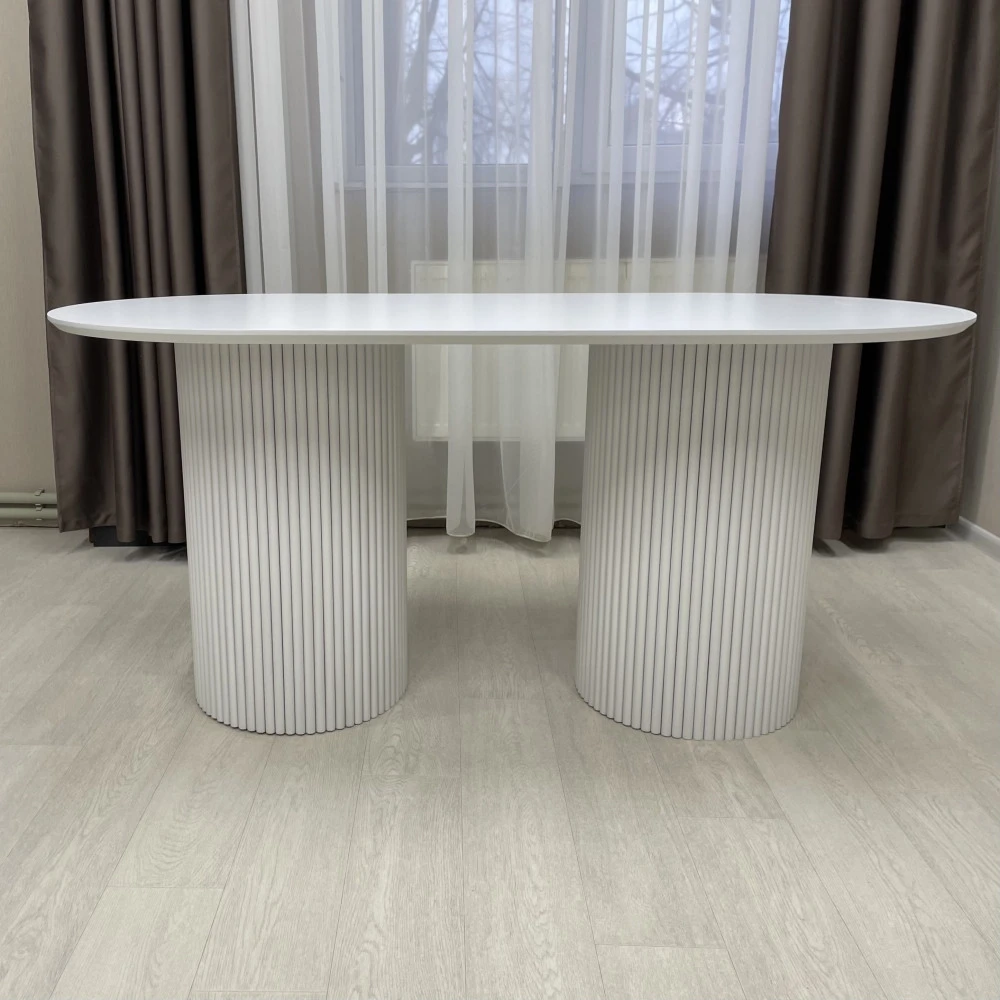 Стіл обідній овальний нерозкладний Starwood B-Wood 200х90-100 см HPL Arpa 0249 Erre білий