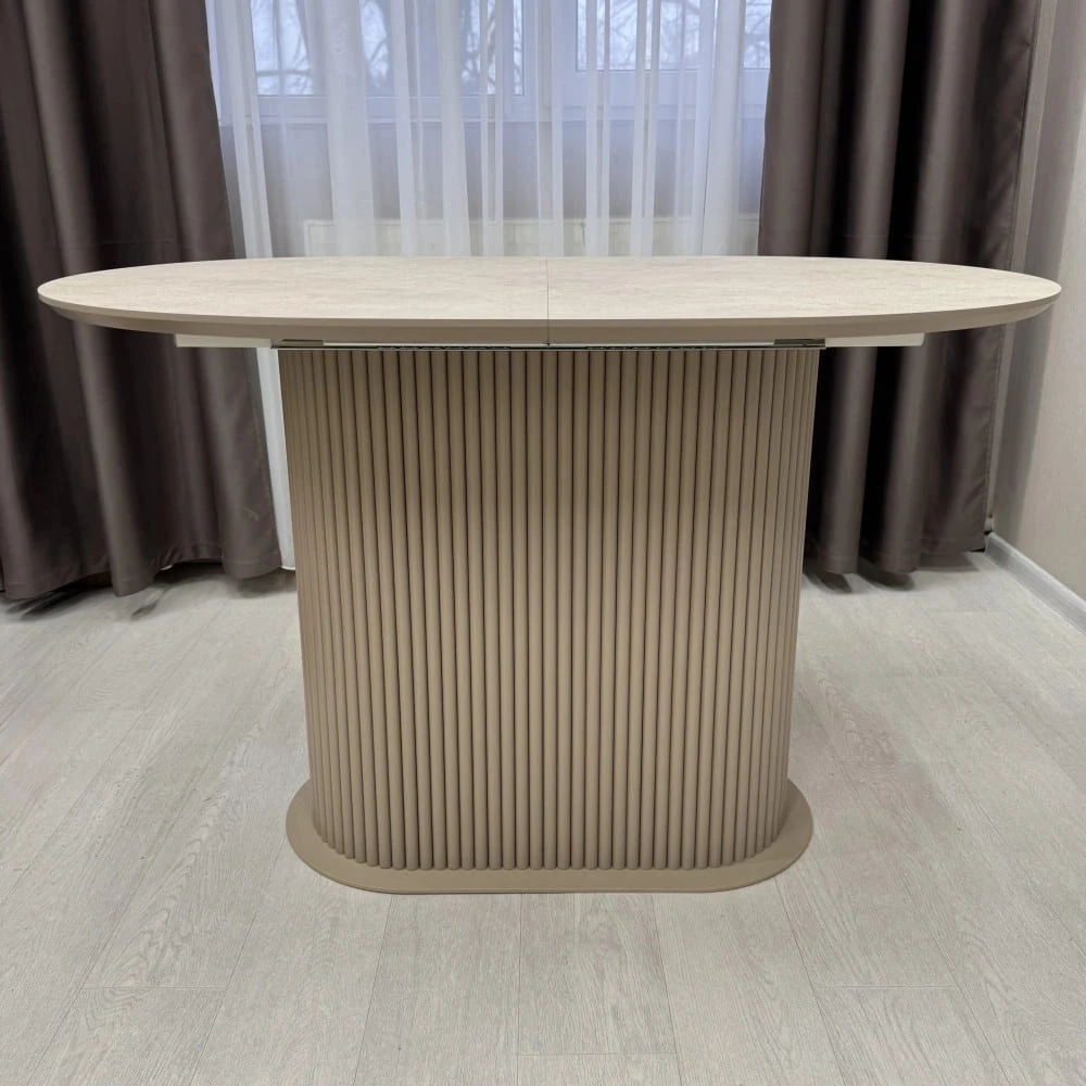 Стіл обідній овальний розкладний Starwood B-Wood 160-220 см HPL Arpa 3327 mika бежевий