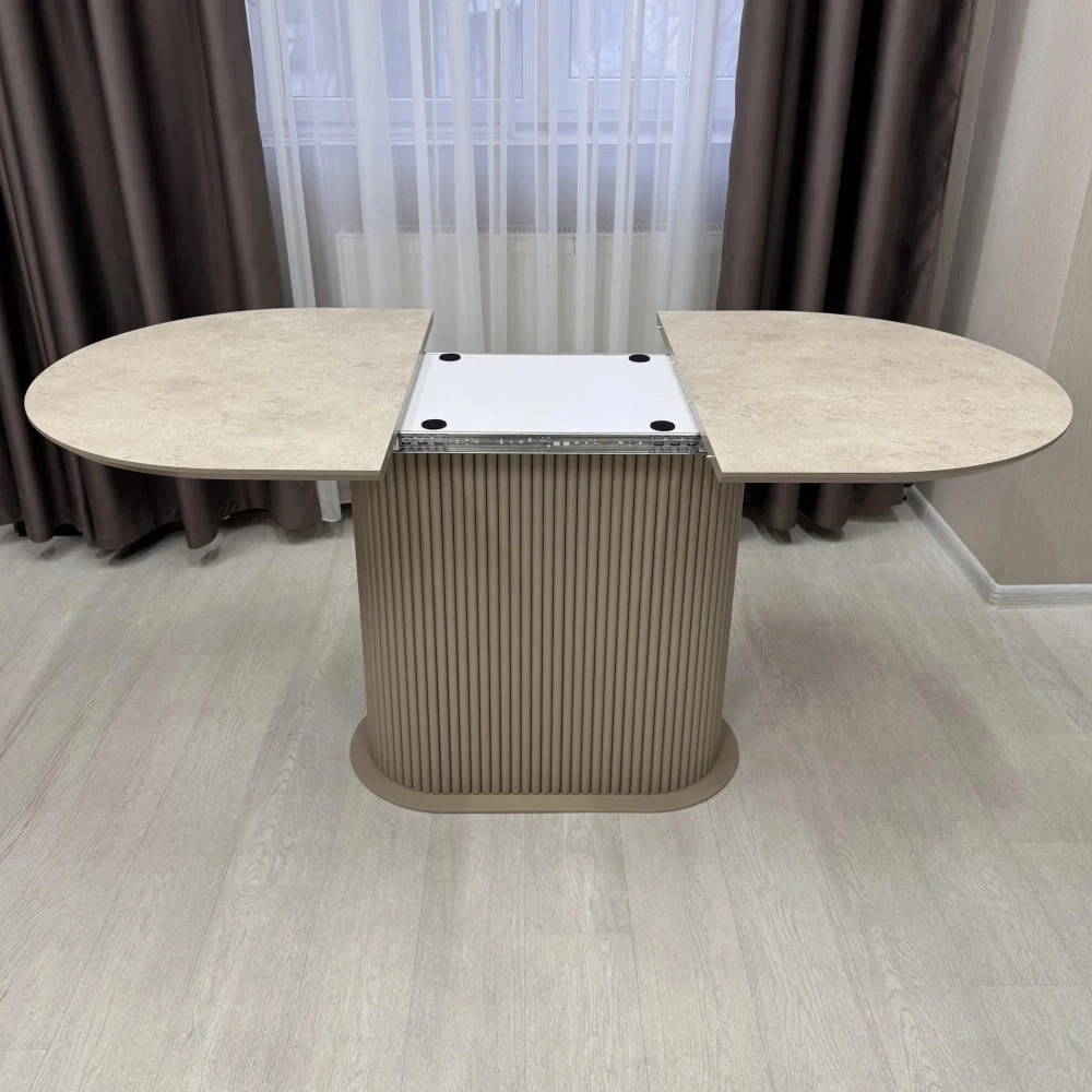 Стіл обідній овальний розкладний Starwood B-Wood 160-220 см HPL Arpa 3327 mika бежевий