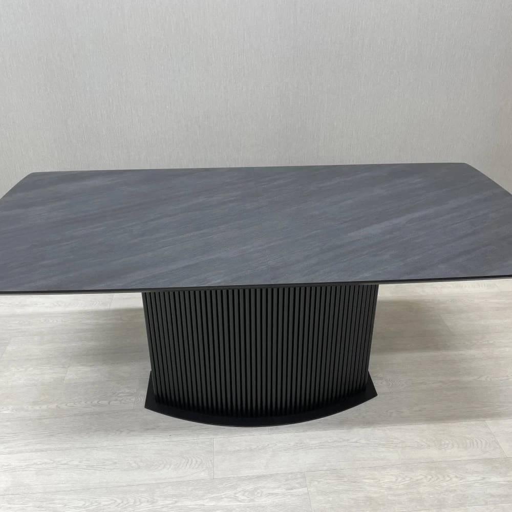 Стіл обідній прямокутний розкладний Starwood B-Wood Shark 120-160 см HPL Arpa 3408 Losa чорний