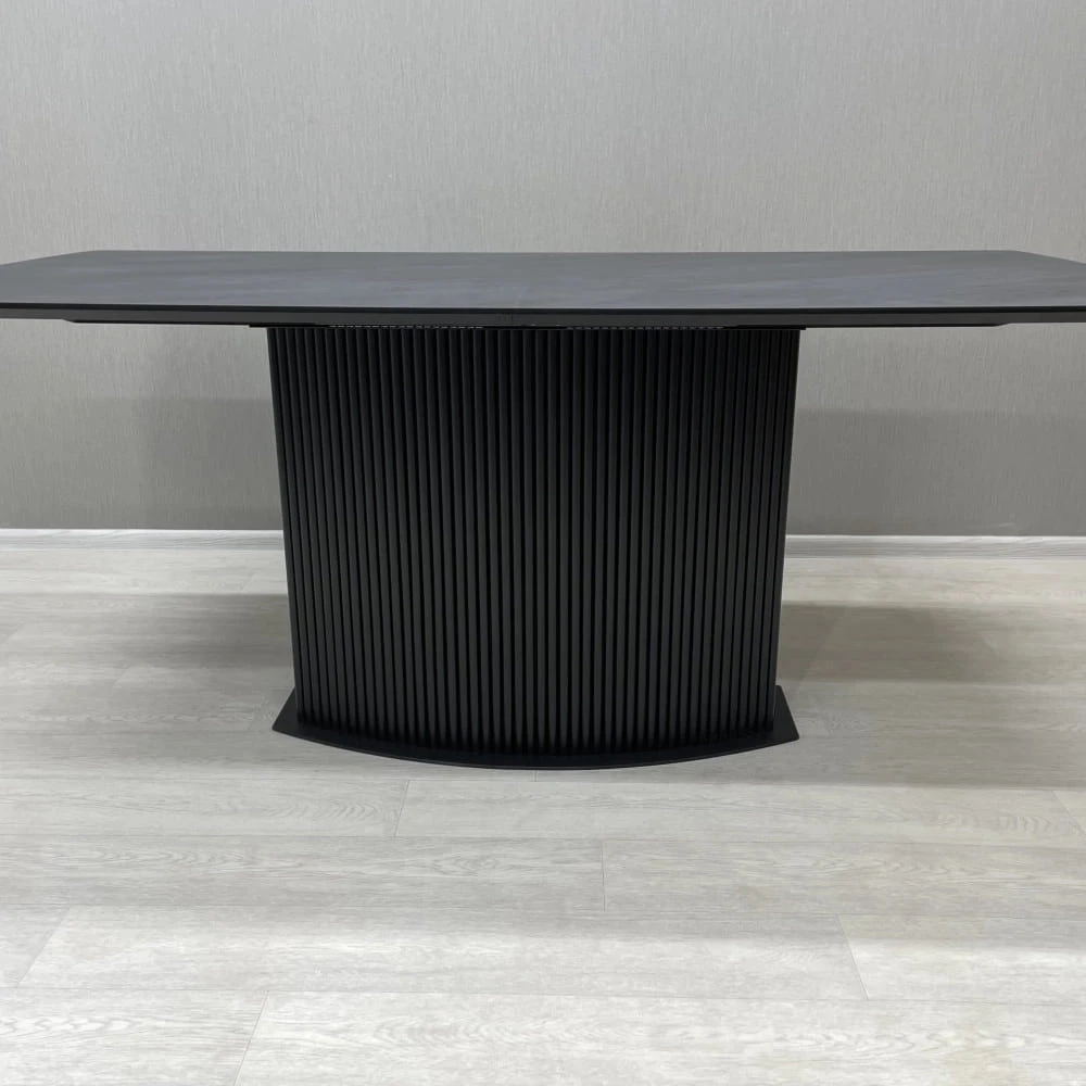 Стіл обідній прямокутний розкладний Starwood B-Wood Shark 120-160 см HPL Arpa 3408 Losa чорний