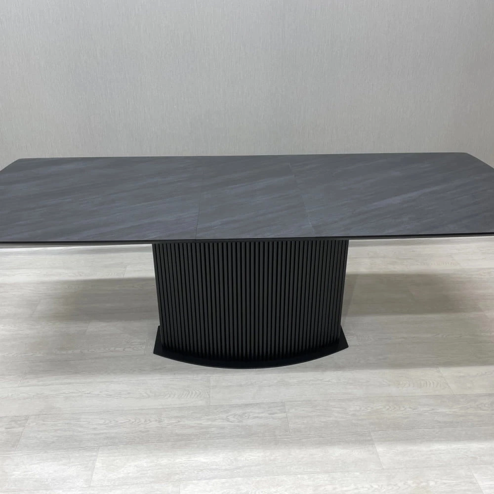 Стіл обідній прямокутний розкладний Starwood B-Wood Shark 120-160 см HPL Arpa 3408 Losa чорний