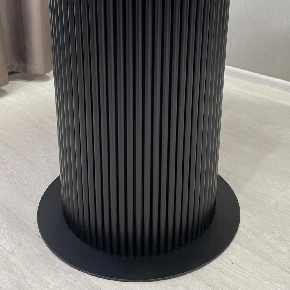 Стіл обідній круглий розкладний Starwood B-Wood 110-150 см HPL EGGER F206 ST9 чорний