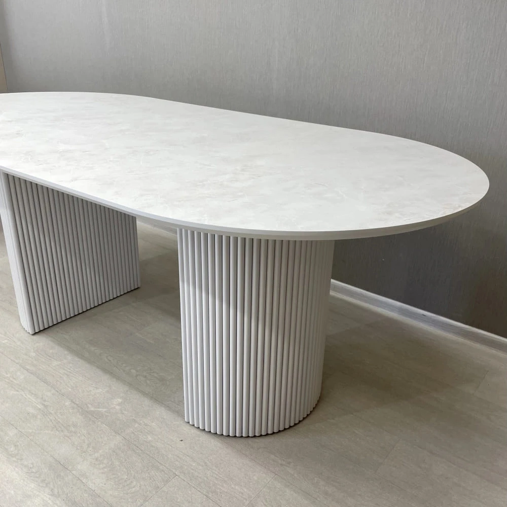 Стіл обідній овальний нерозкладний Starwood B-Wood 180х80-90 см HPL EGGER F229 ST75 білий