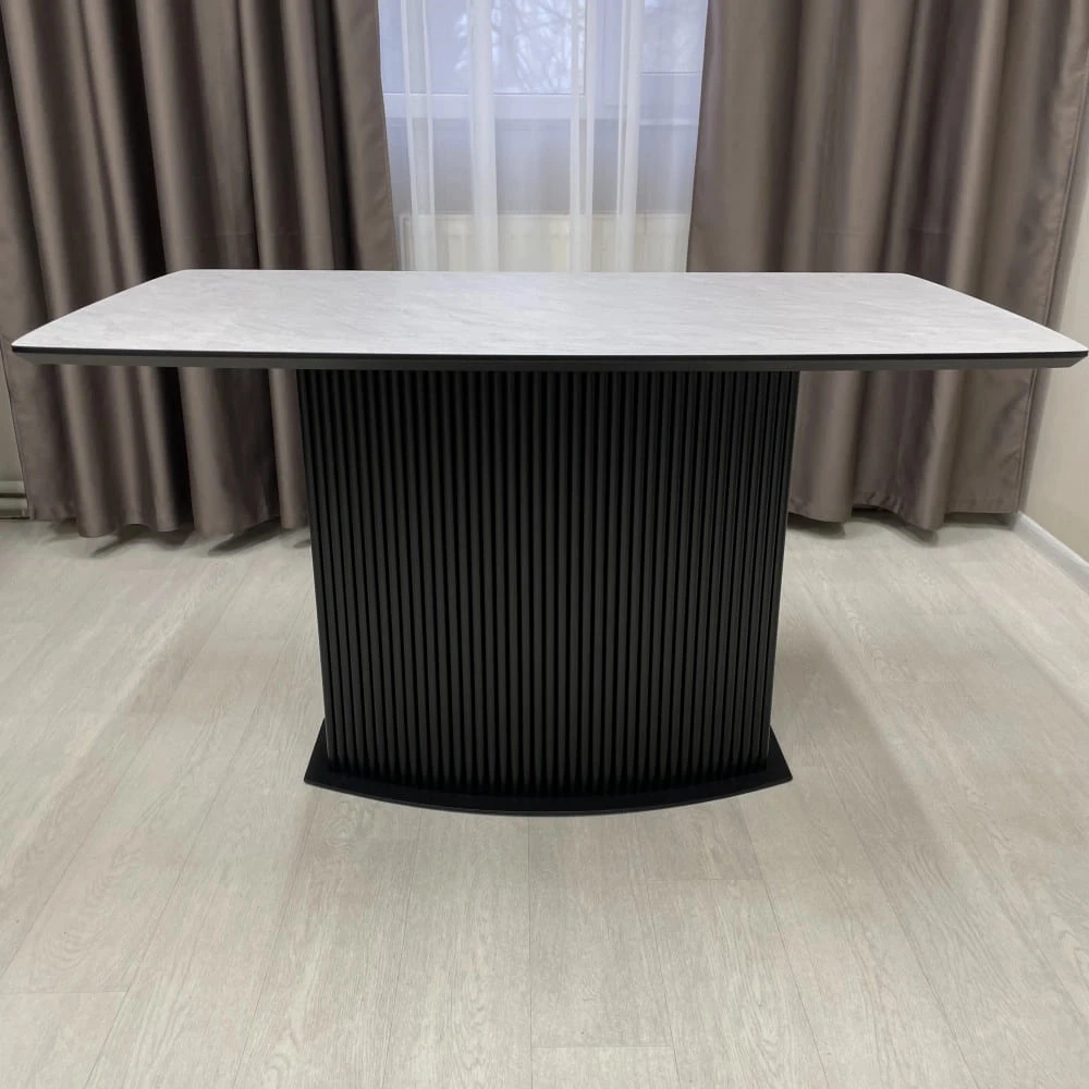 Стіл обідній прямокутний нерозкладний Starwood B-Wood Shark 140х80-90 см HPL EGGER F234 ST76 сірий
