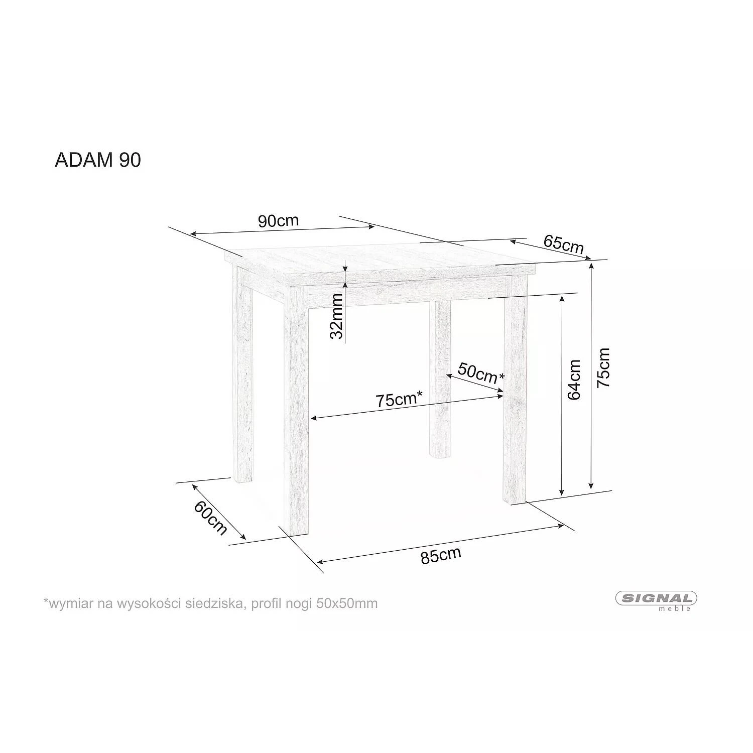 Стіл обідній Signal ADAM 90x65 Дуб артизіан/Чорний ADAMDAC90