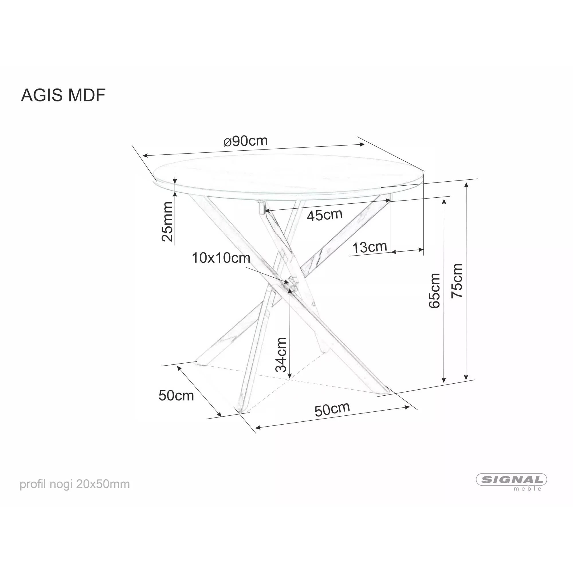 Стіл обідній Signal AGIS Горіх/Чорний матовий діаметр 90 AGISORC90
