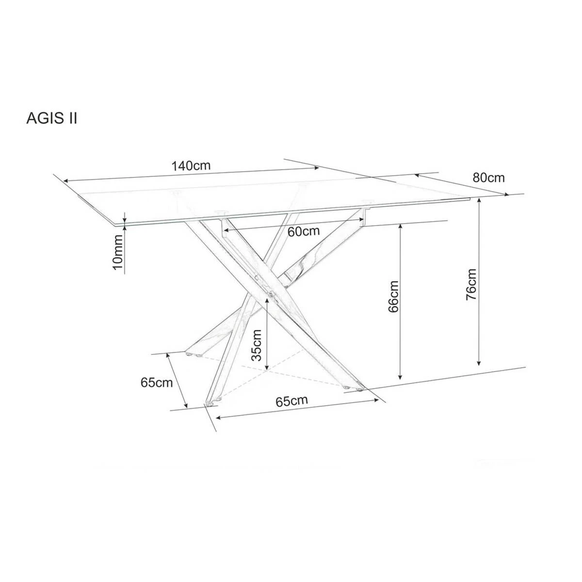 Стіл обідній Signal AGIS II 140*80 прозорий/хром AGISIICH140
