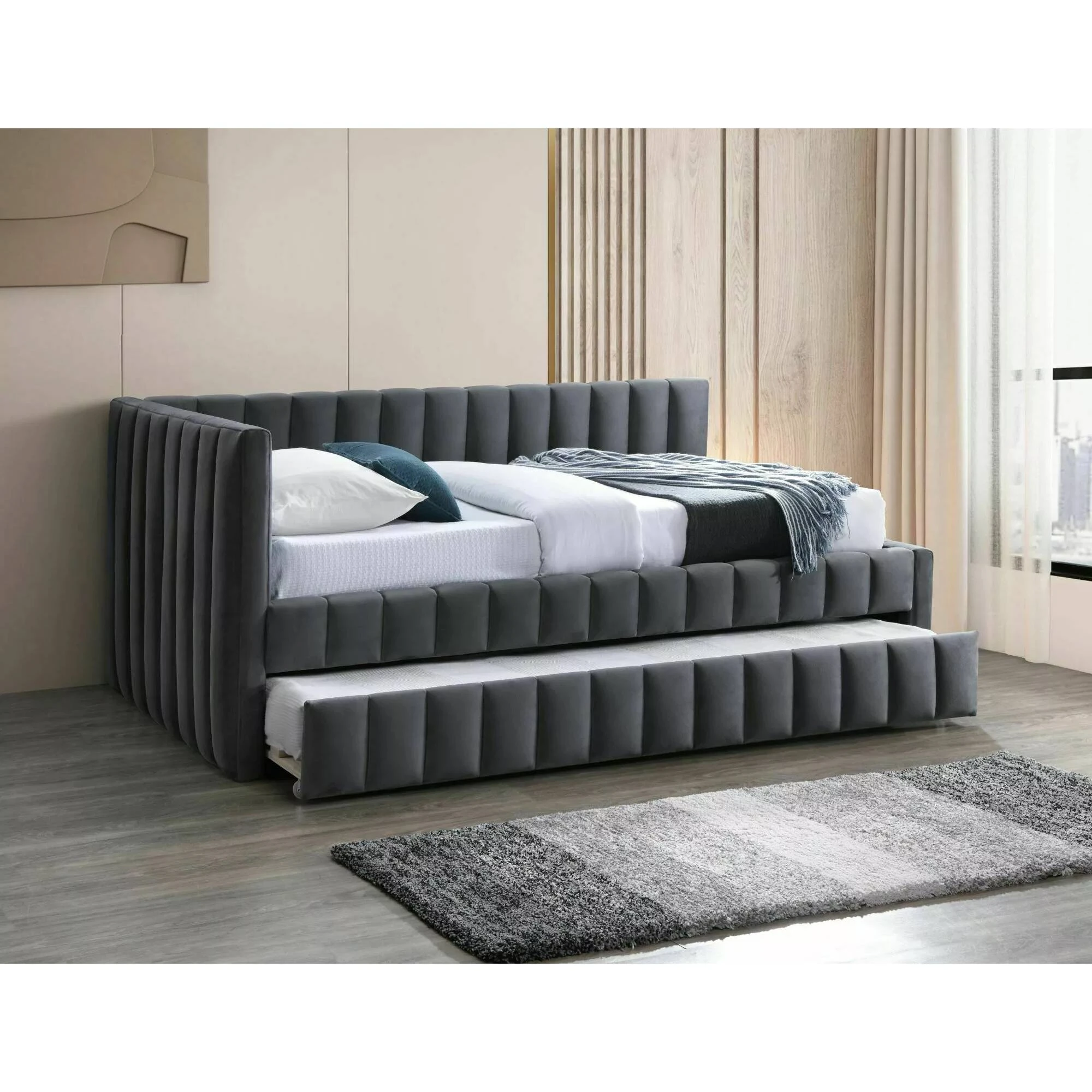 Ліжко односпальне Signal ALFIE VELVET 120X200 Сірий BLUVEL 14 ALFIEV120SZ